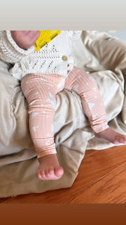 Minimal Floral Blush Ribbed Leggings