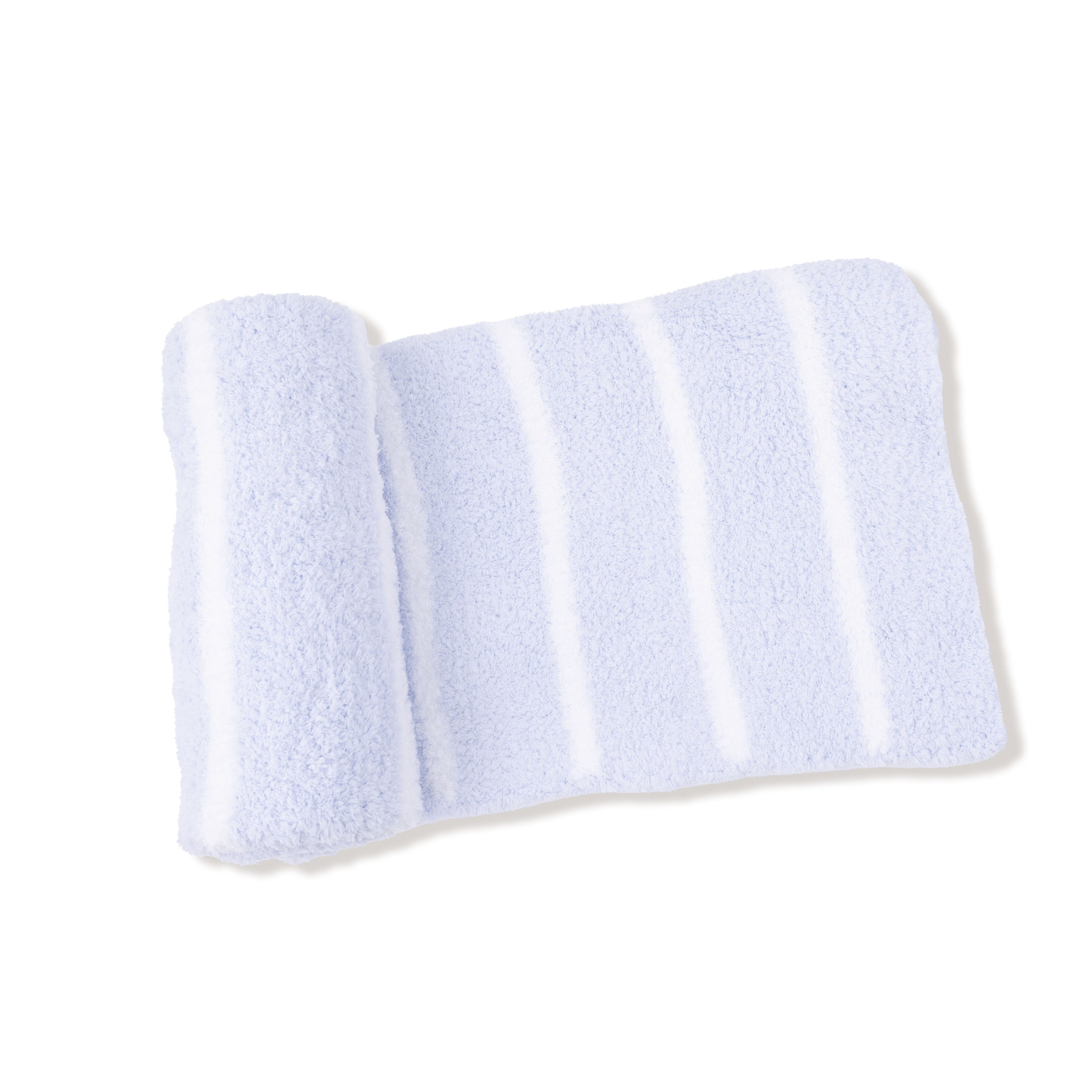 Chenille - Light Blue & Ivory Stripe Stroller Blanket