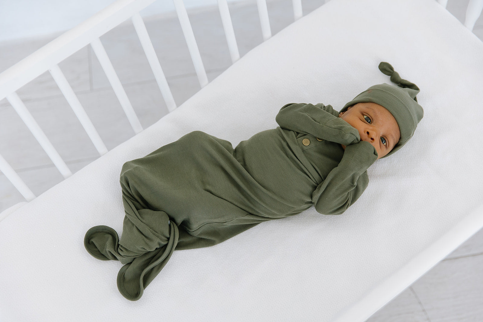 Olive Ribbed Knotted Sleeper