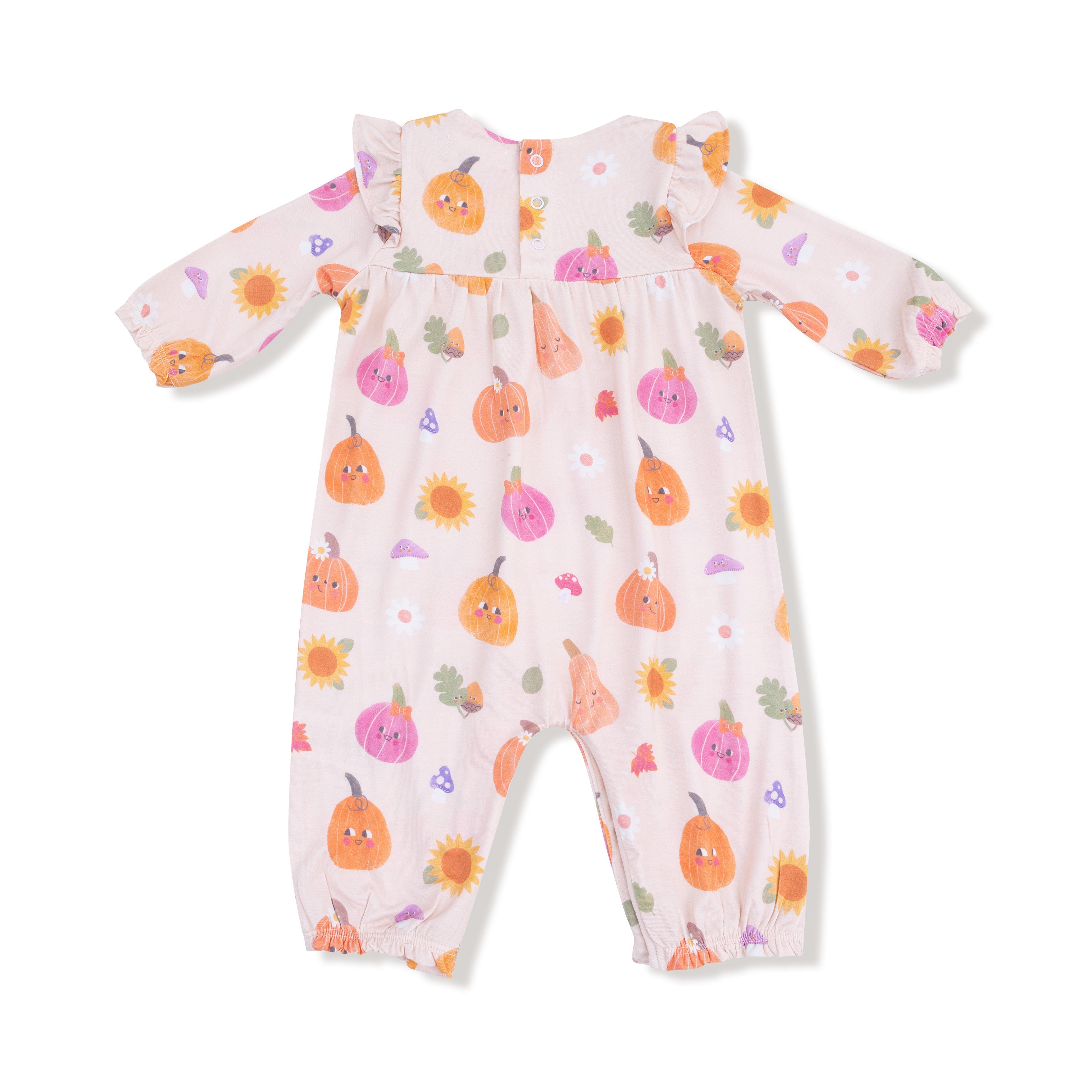 Autumn Pumpkins - Pink - Ruffle Sleeve Romper