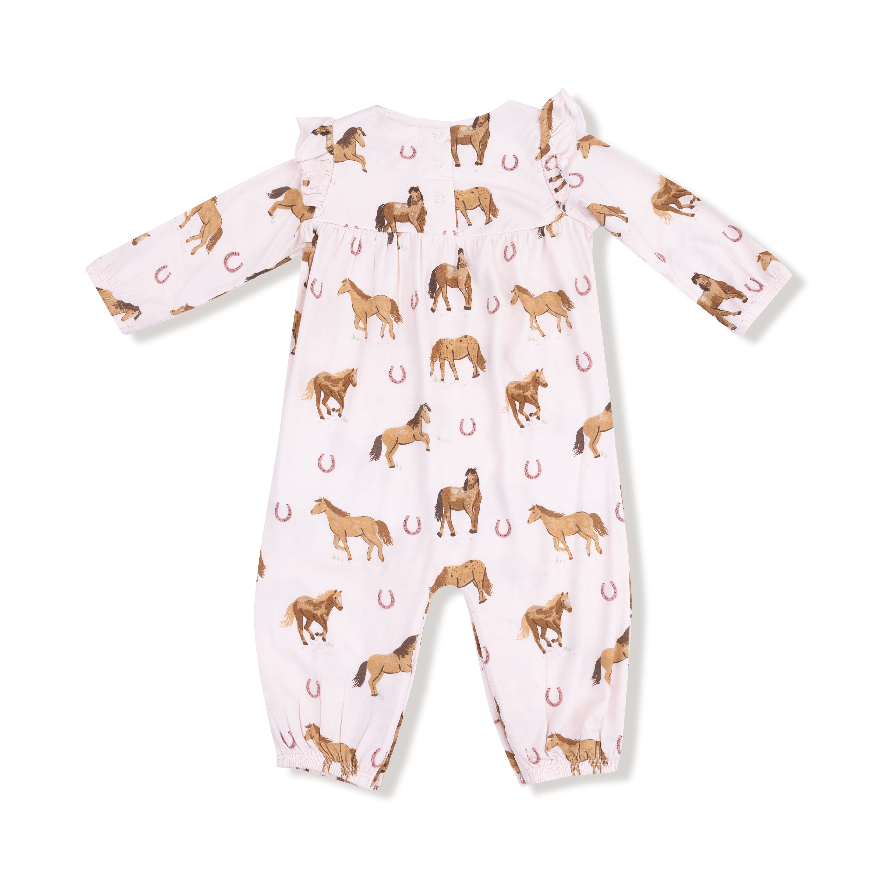Horses - Pink - Ruffle Sleeve Romper