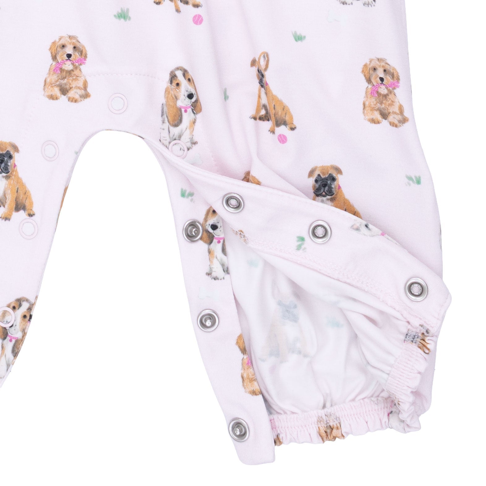 Bestie Dogs Pink - Ruffle Sleeve Snap Romper
