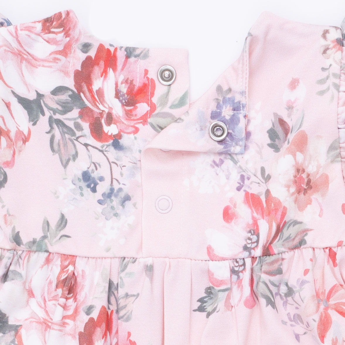 Painterly Rose Bouquets - Ruffle Sleeve Snap Romper