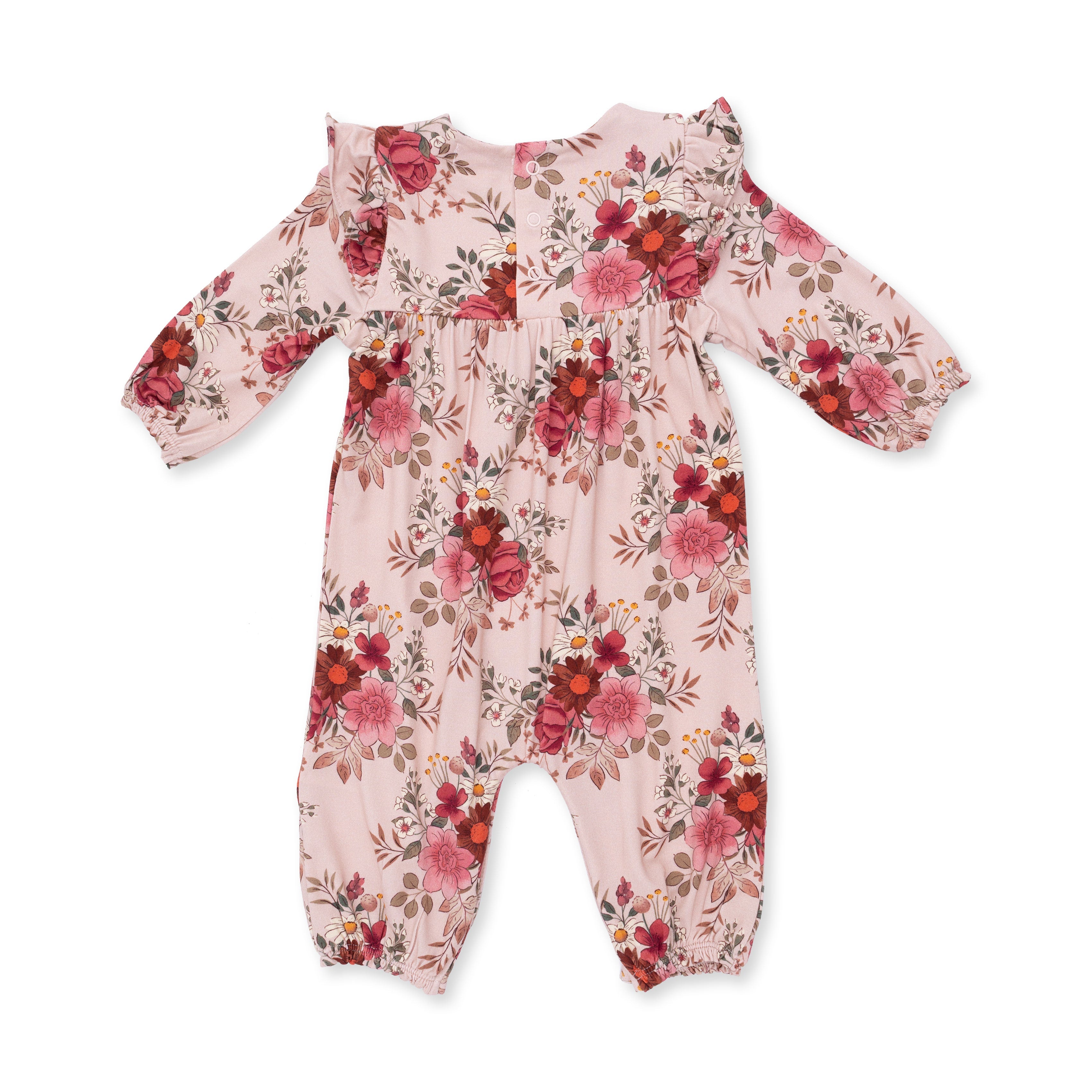 Sabrina Floral - Ruffle Sleeve Snap Romper