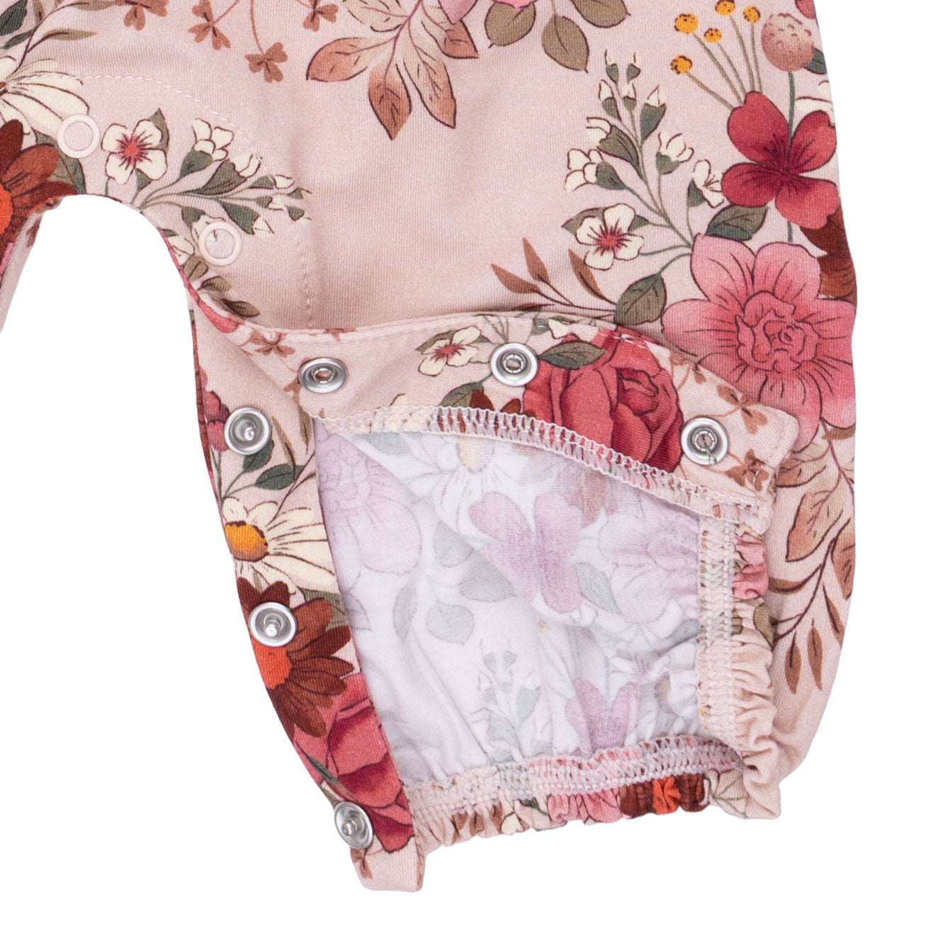 Sabrina Floral - Ruffle Sleeve Snap Romper