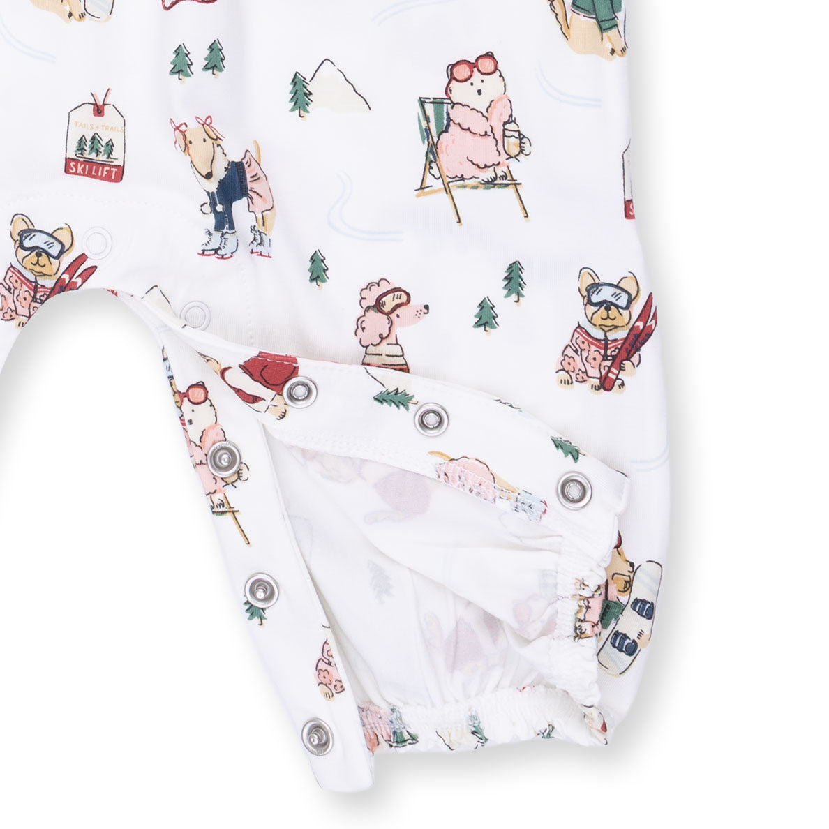 Winter Sports Dogs Pink - Ruffle Sleeve Snap Romper