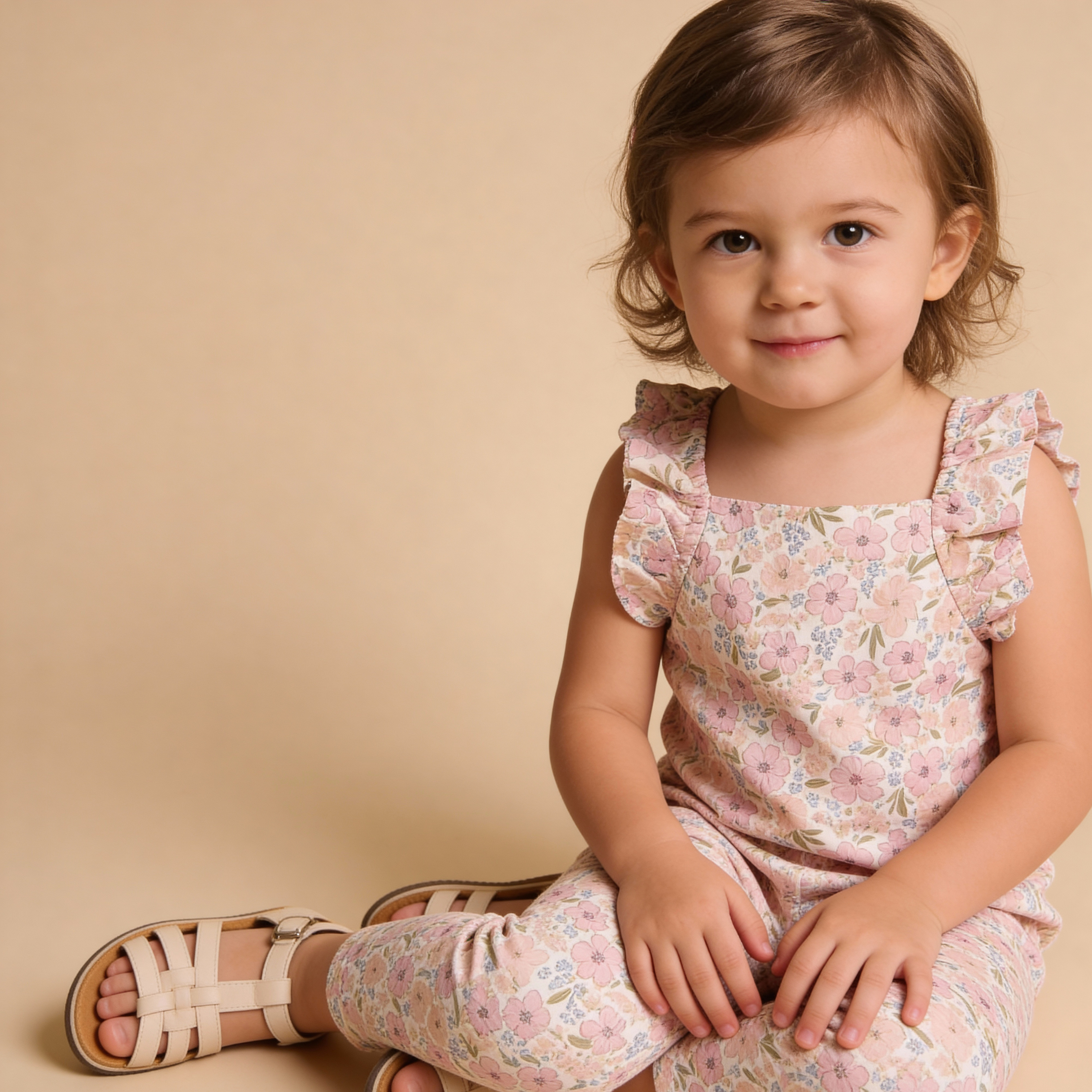 Organic Flutter Romper - Peony