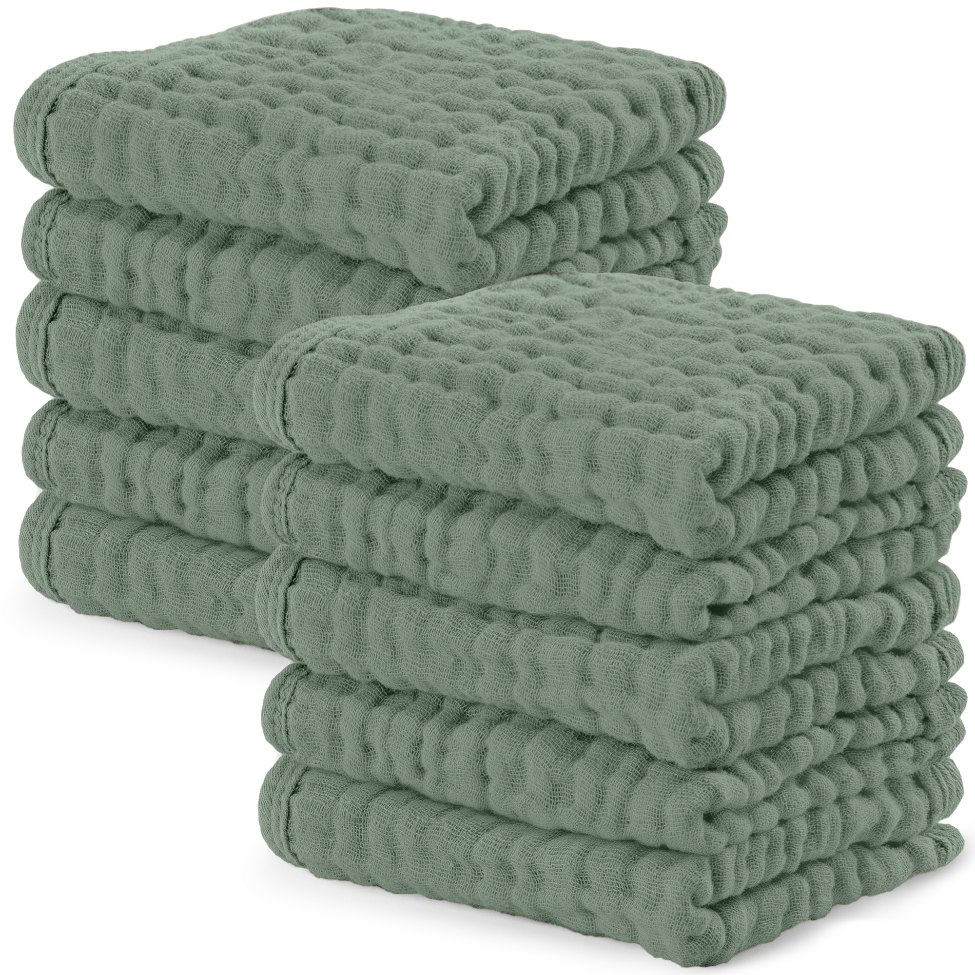 Muslin Washcloths in Fern