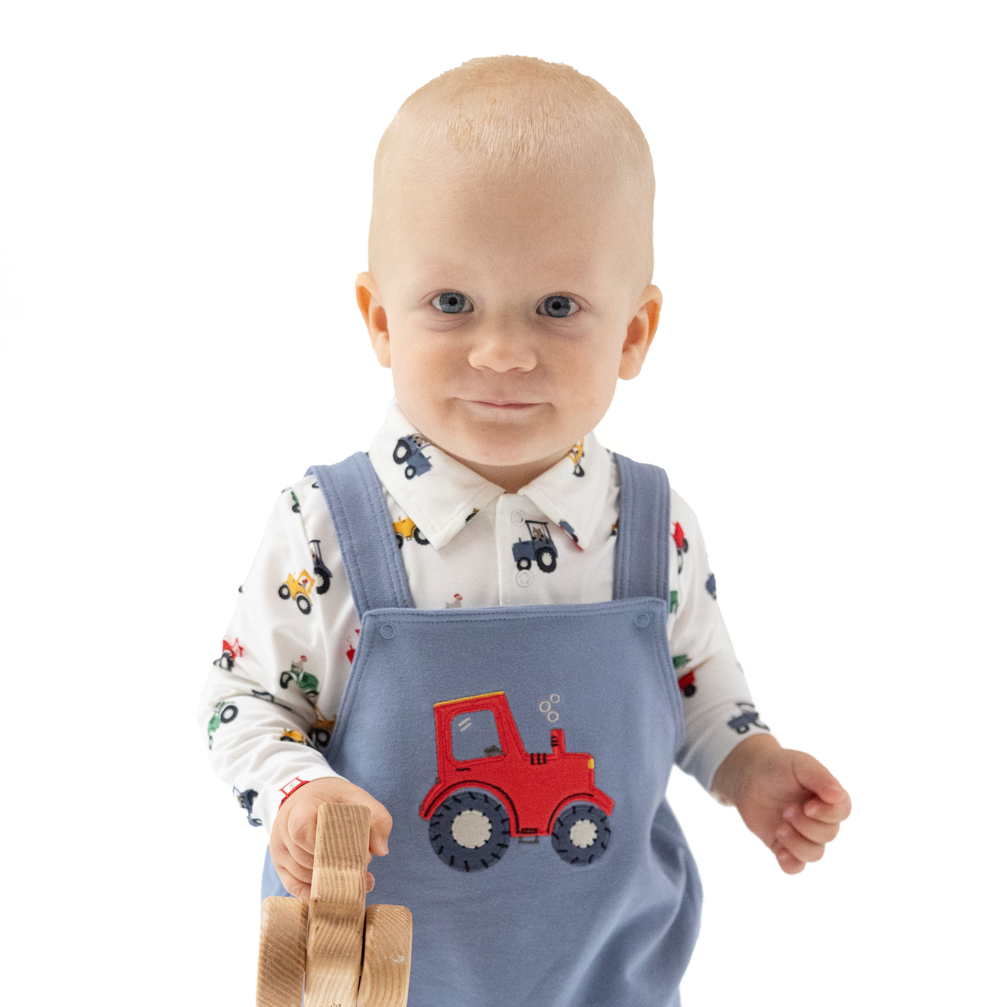 Mini Tractors - Polo Long Sleeve Shirt Tractor Print