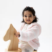 Chenille - Pretty Pink & Ivory Stripe Hooded Jacket
