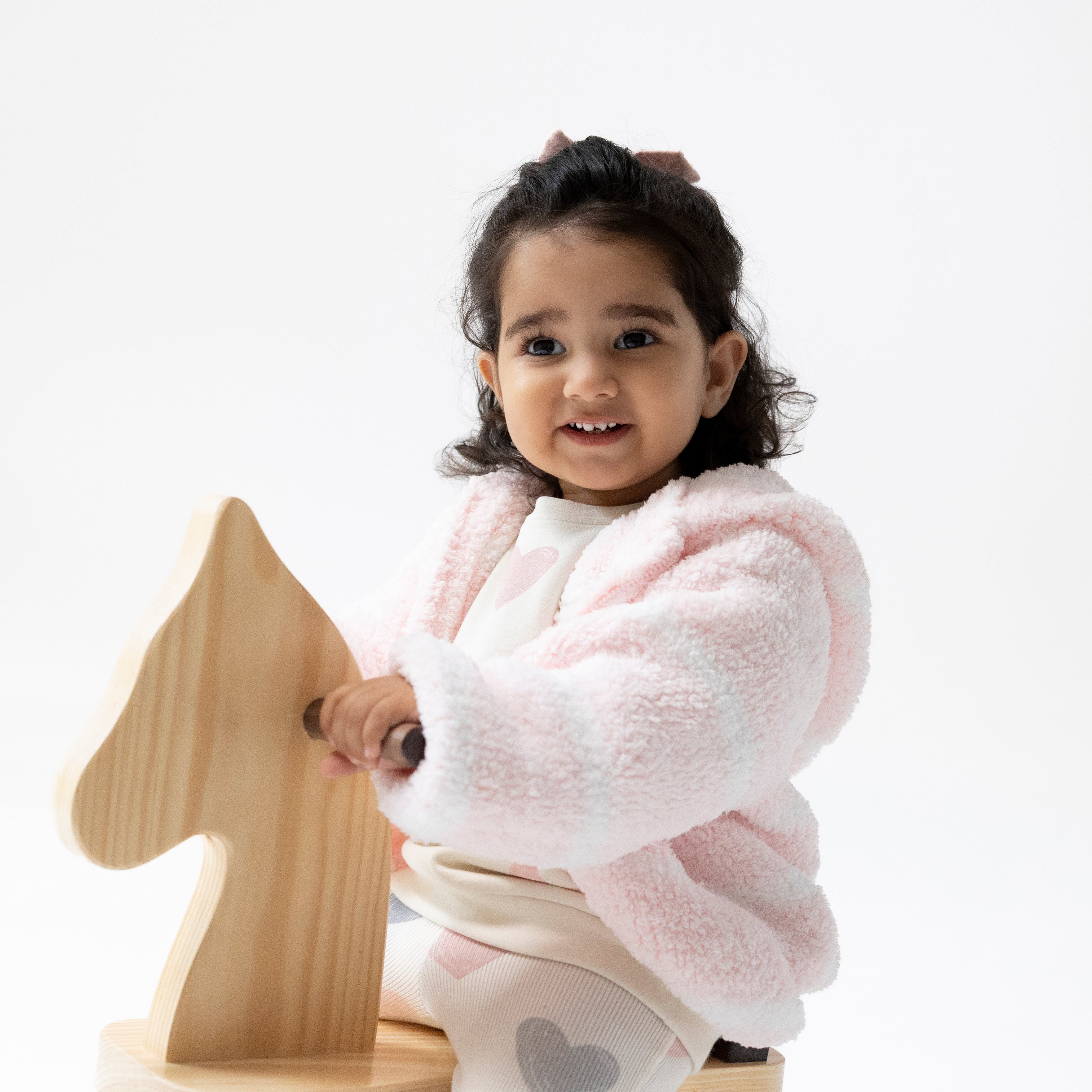 Chenille - Pretty Pink & Ivory Stripe Hooded Jacket