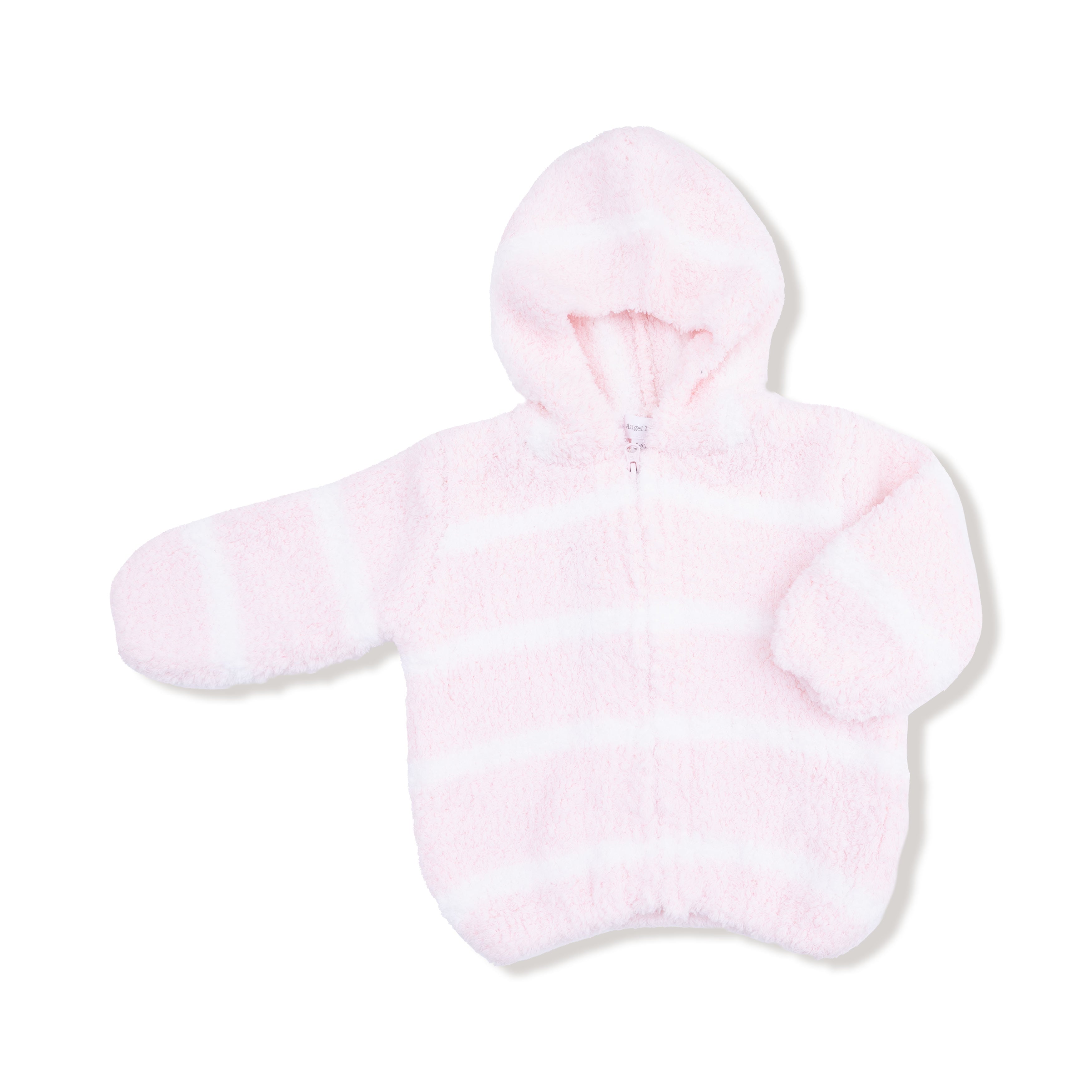Chenille - Pretty Pink & Ivory Stripe Hooded Jacket