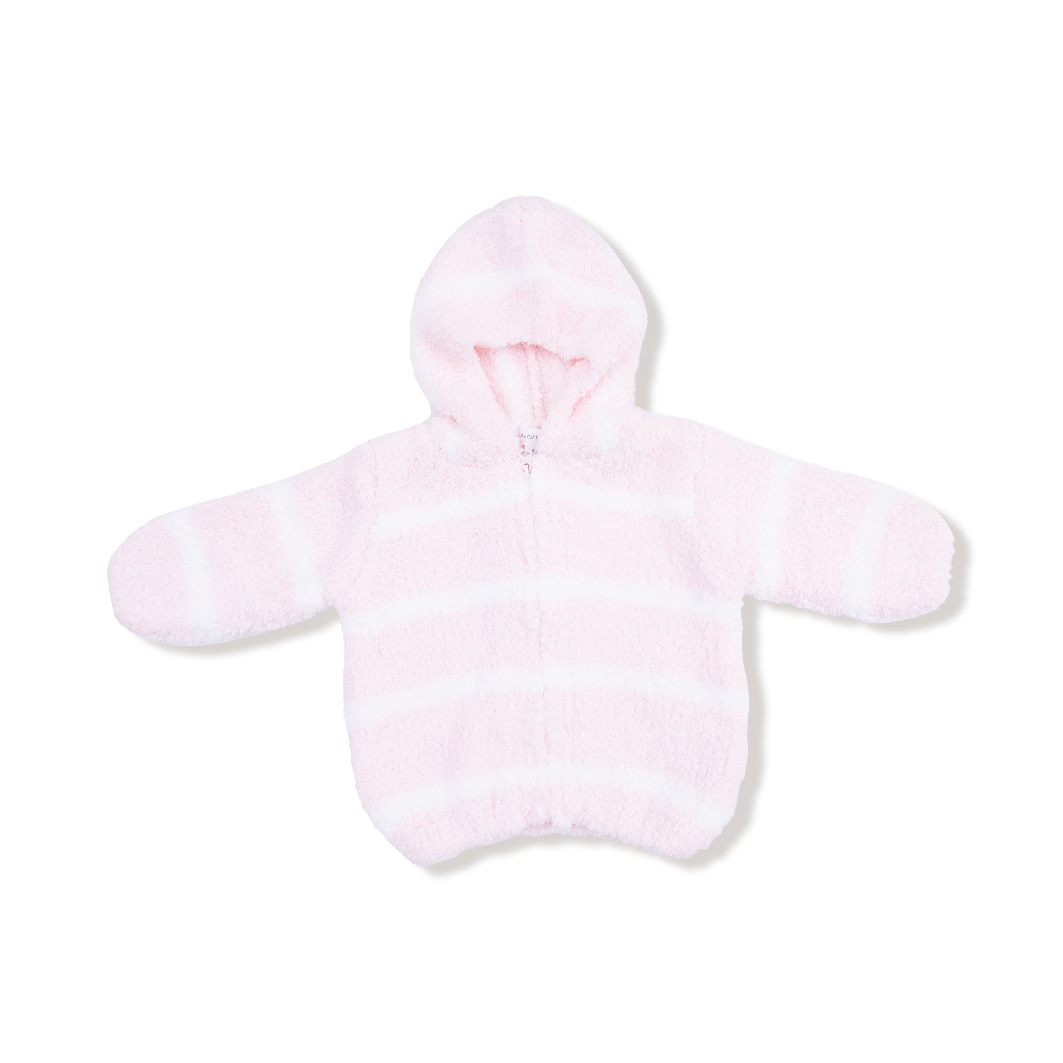 Chenille - Pretty Pink & Ivory Stripe Hooded Jacket
