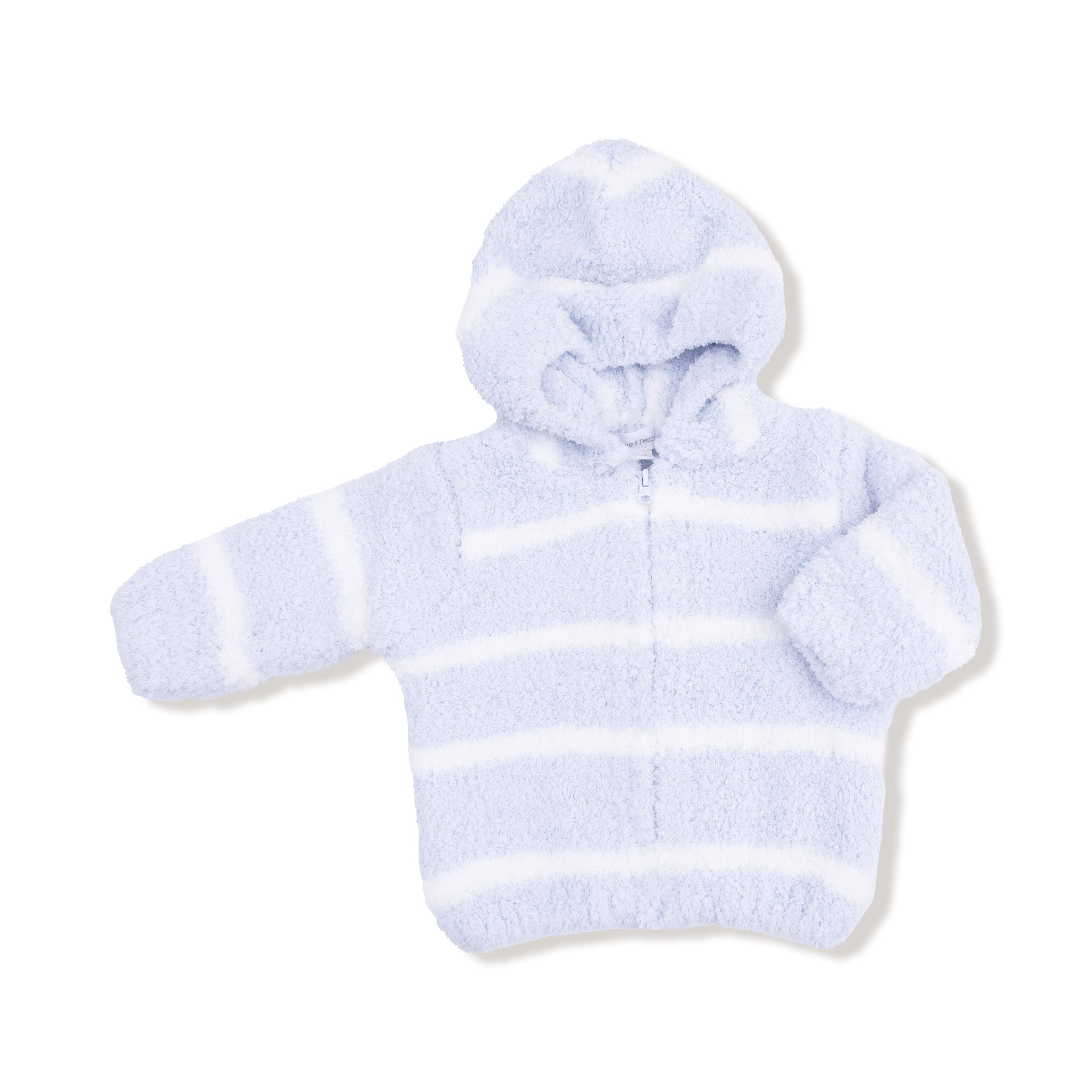 Chenille - Light Blue & Ivory Stripe Hooded Jacket
