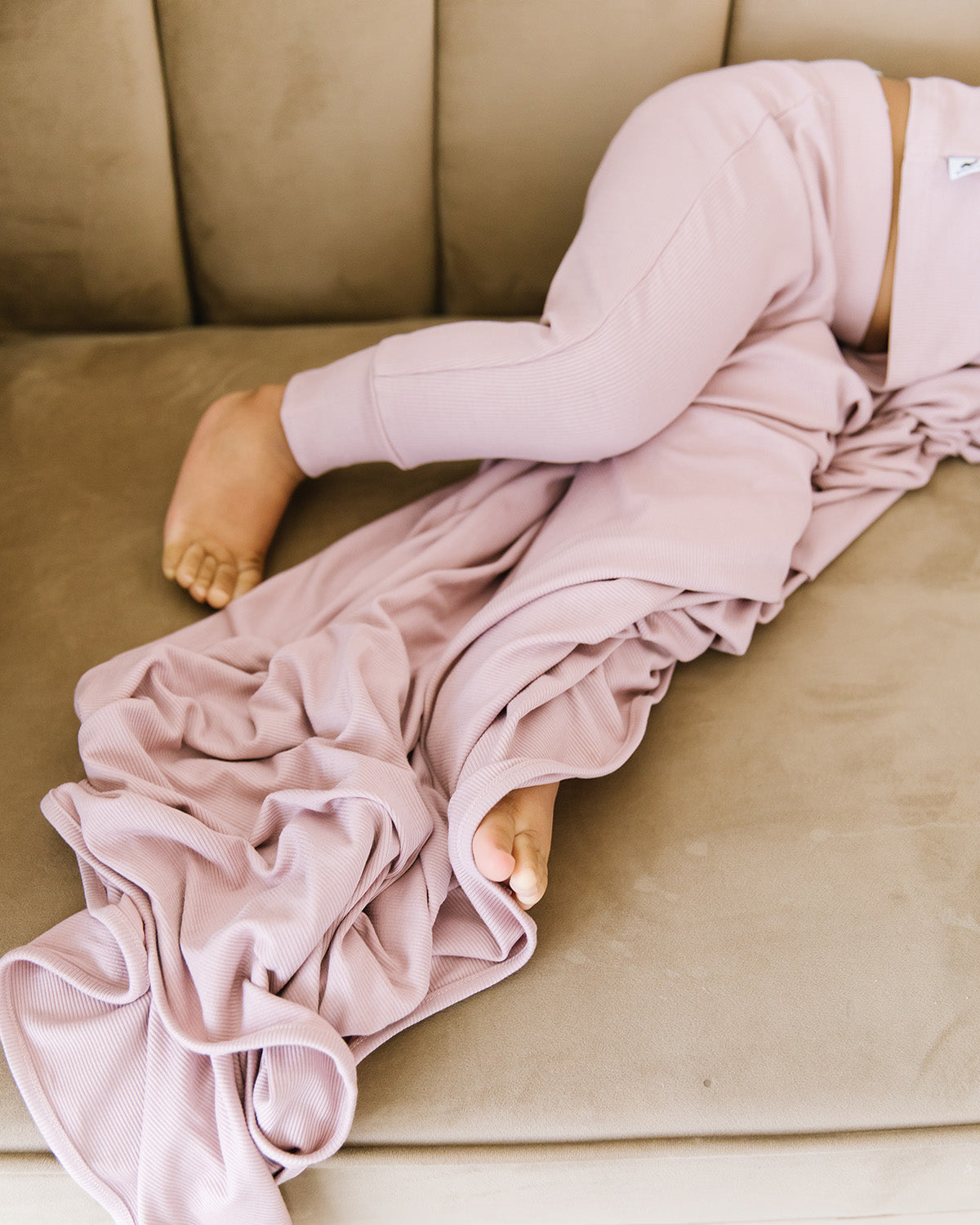 blush ribbed stretchy swaddle