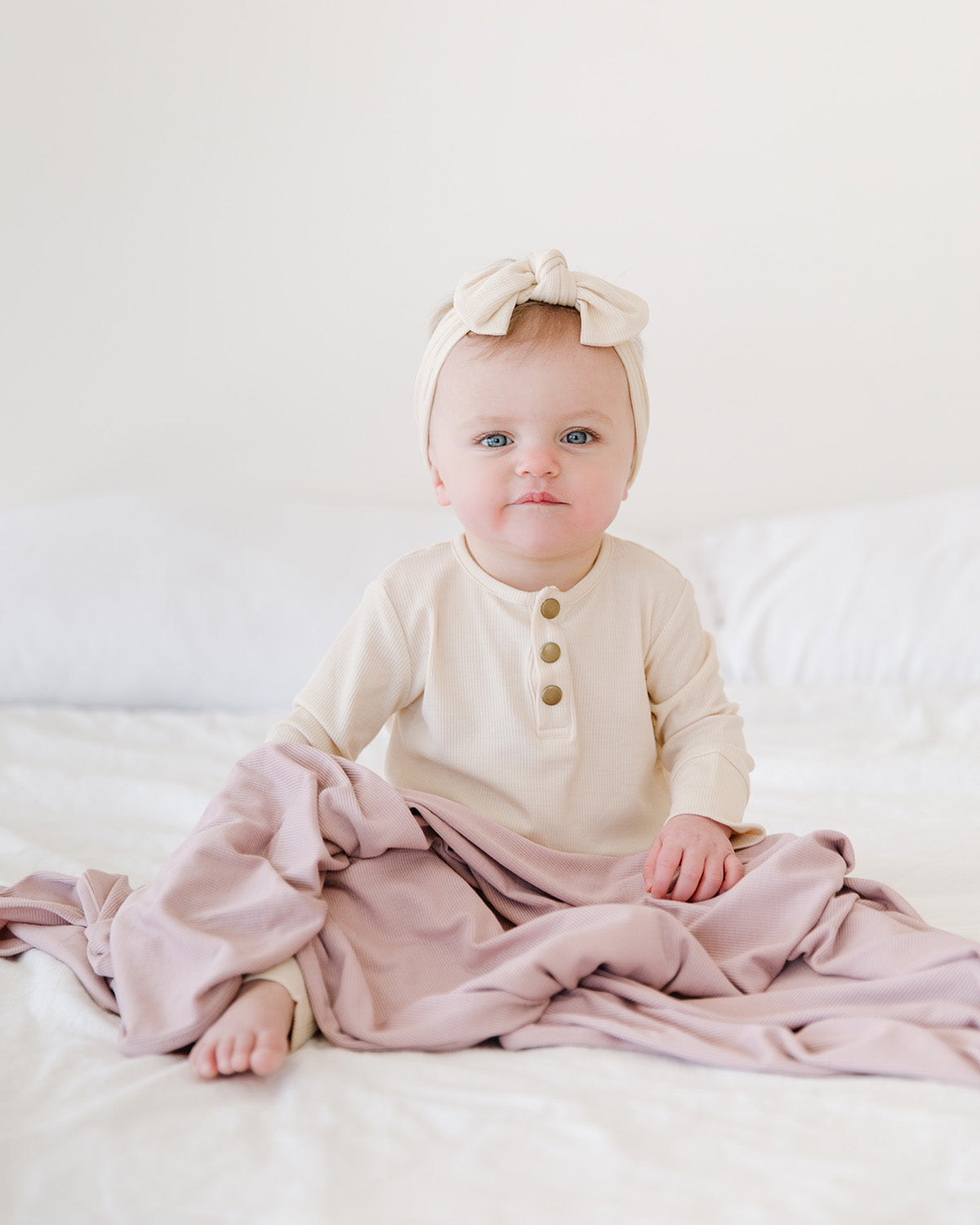 blush ribbed stretchy swaddle