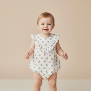Organic Sleeveless Ruffle Bubble Romper - Poppy