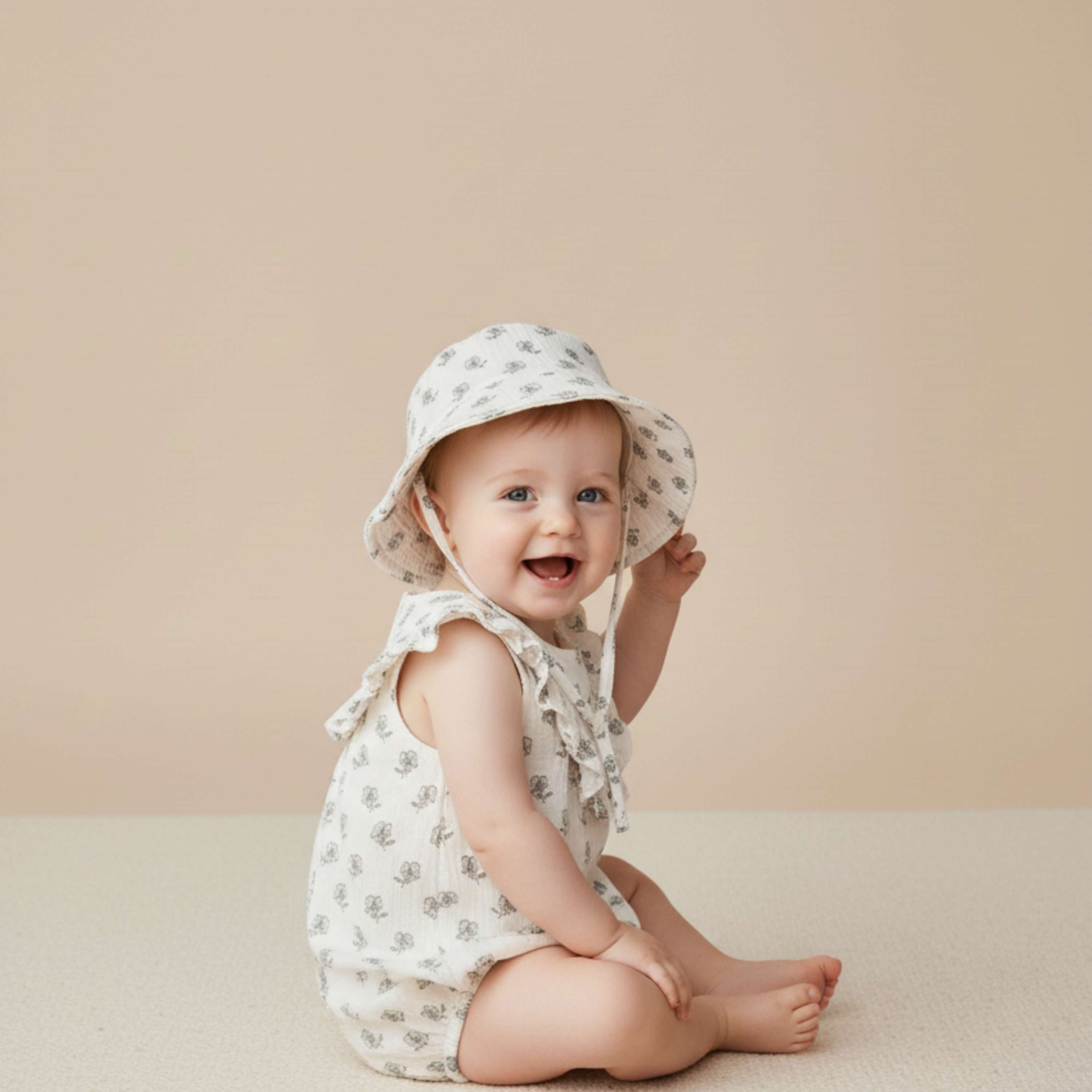 Organic Bucket Sun Hat - Poppy