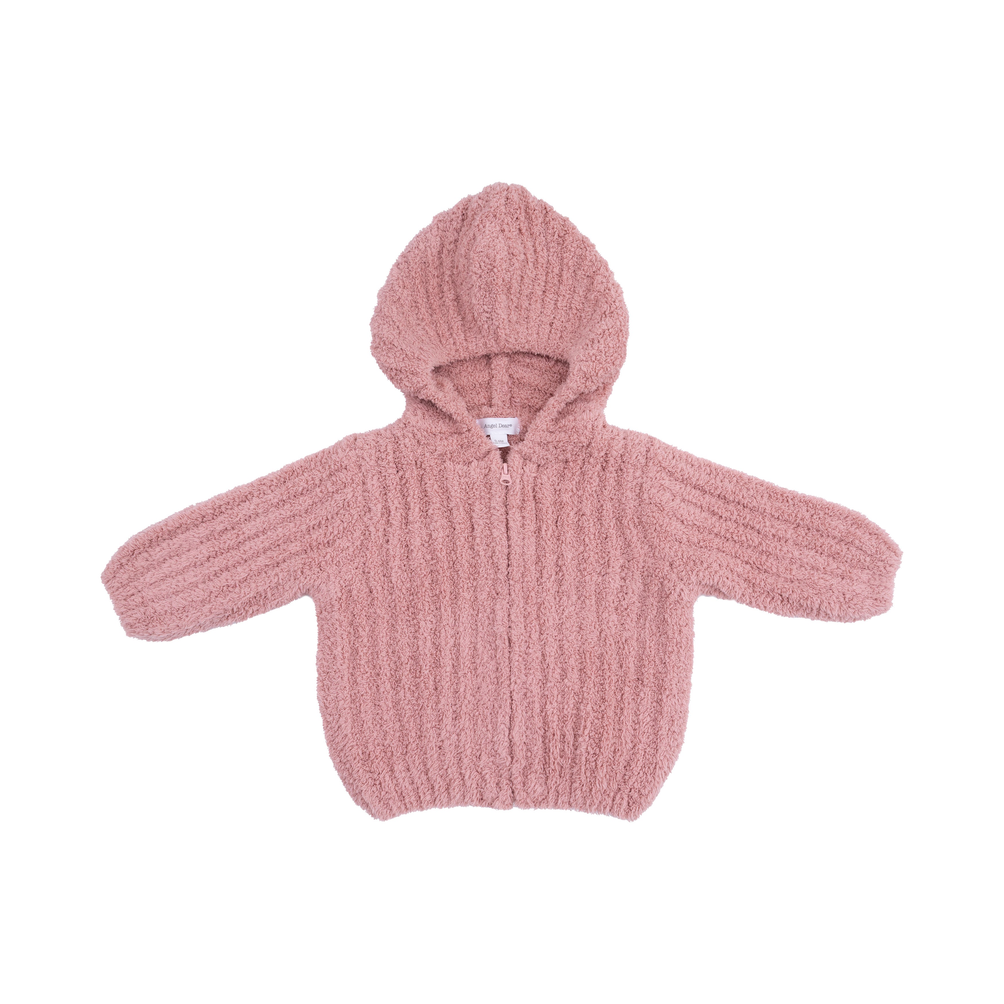 Chenille - Rose Hooded Jacket with Striped Texture