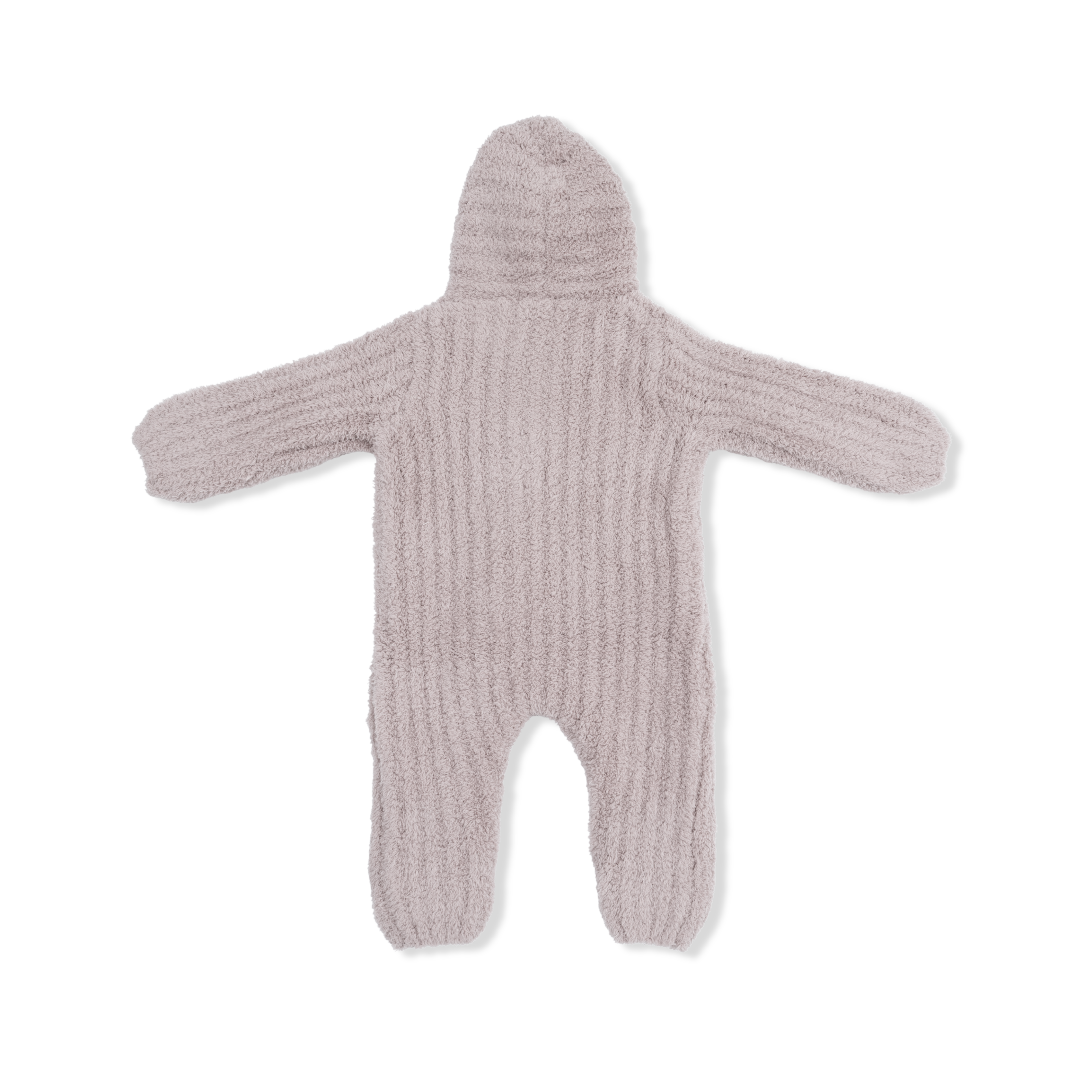 Chenille - Stone Hooded Romper with Striped Texture