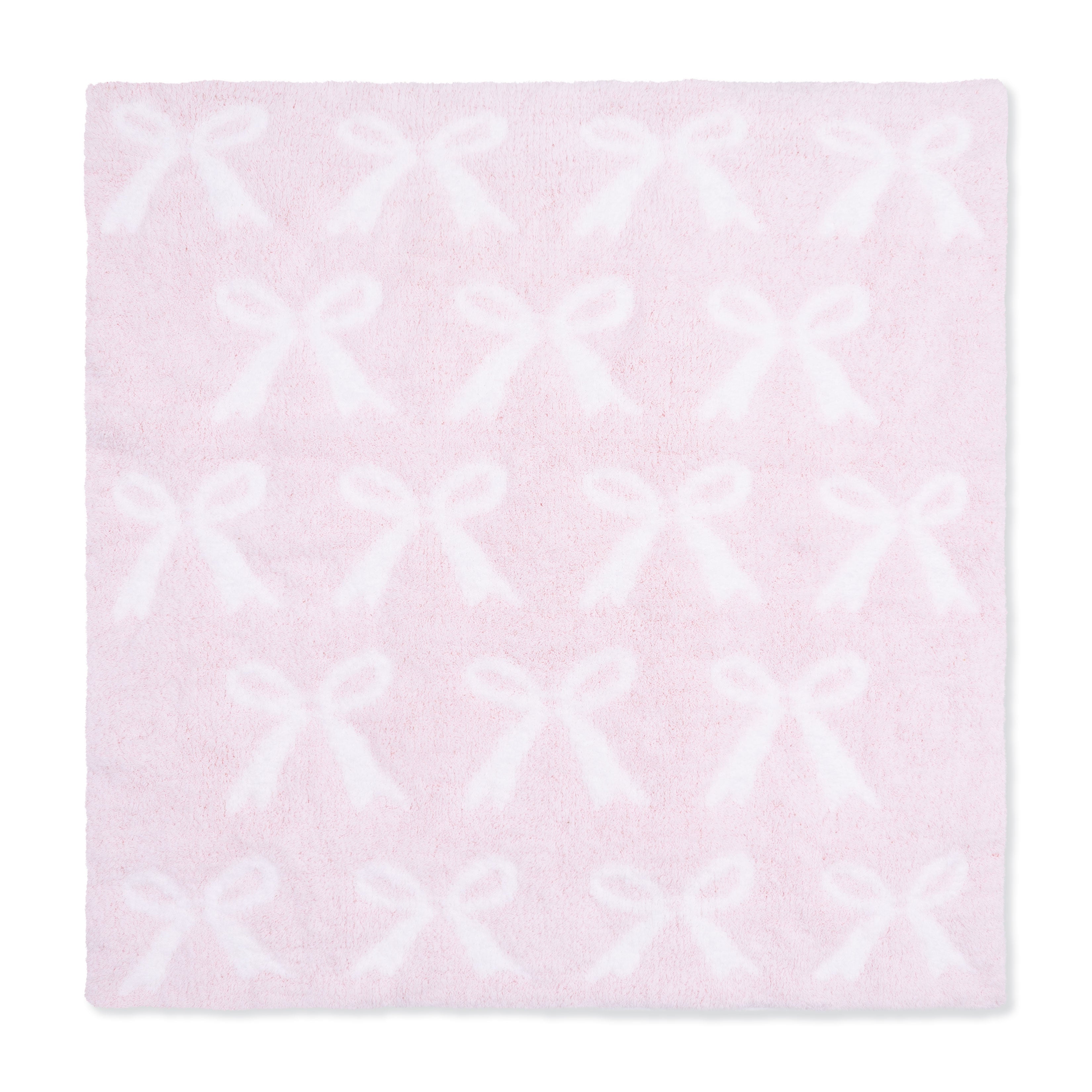 Chenille - Baby Pink Bow Blanket