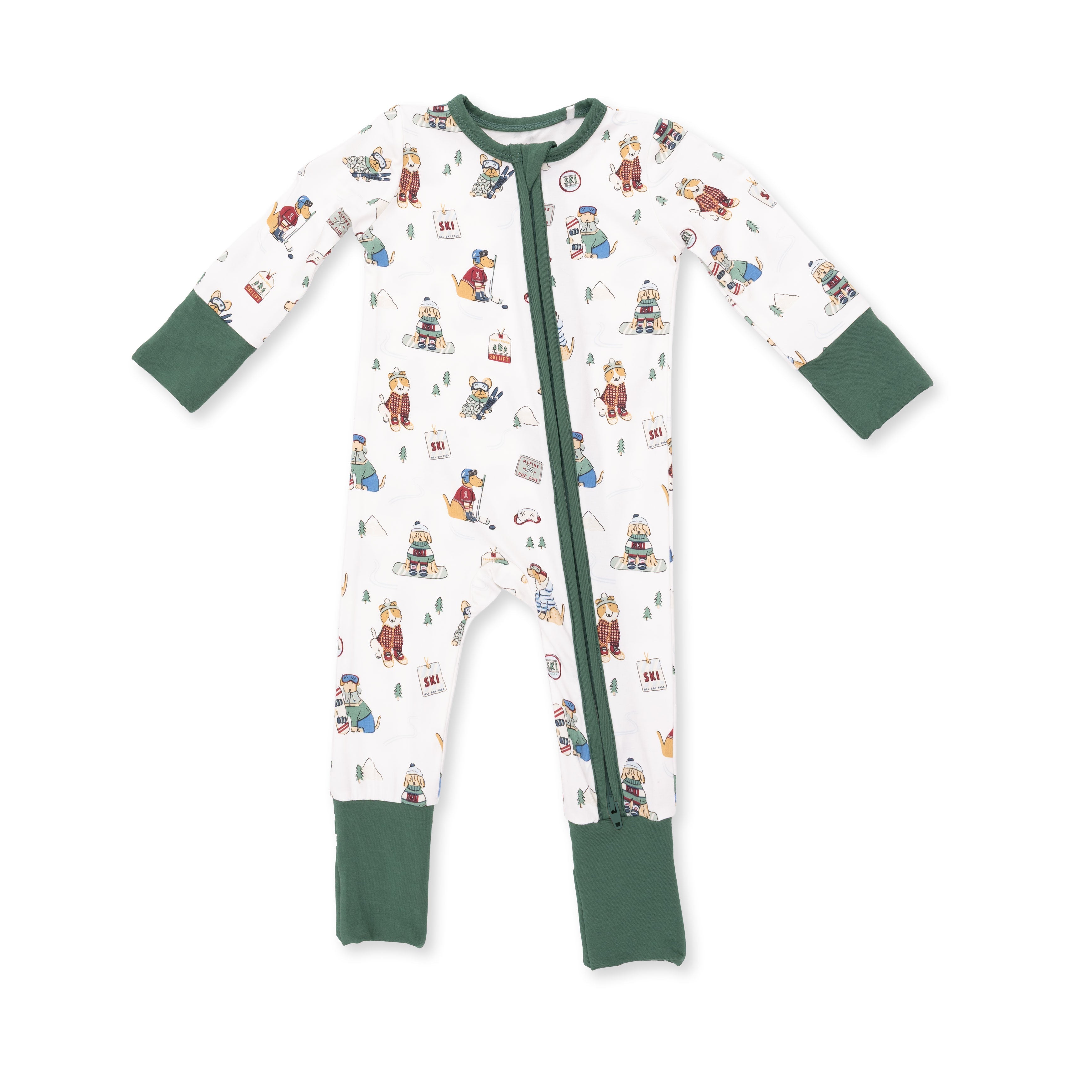 Winter Sports Dogs Green - Convertible Romper