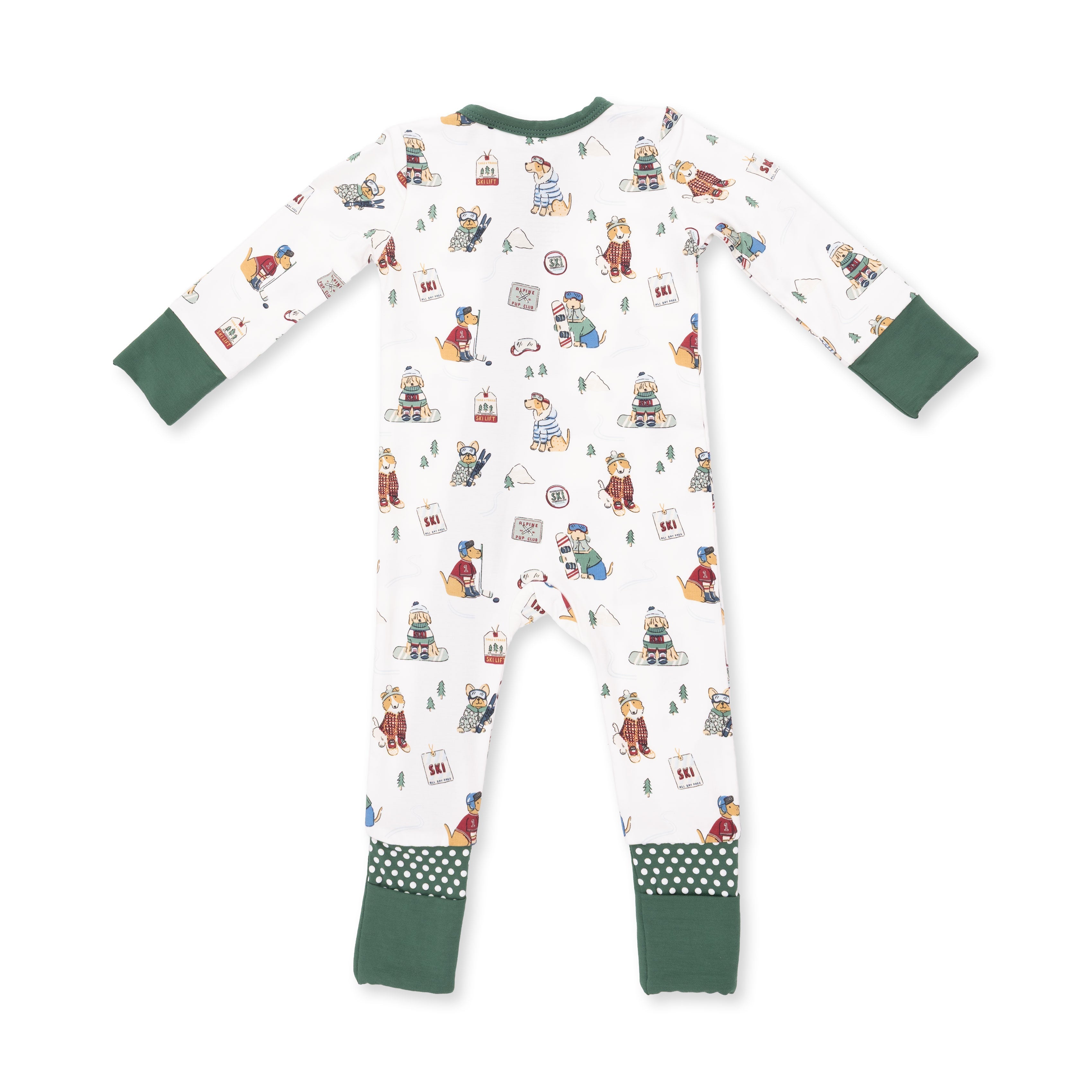 Winter Sports Dogs Green - Convertible Romper