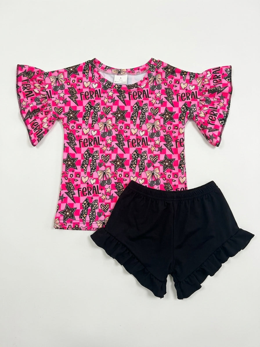 Feral checkered ruffle set