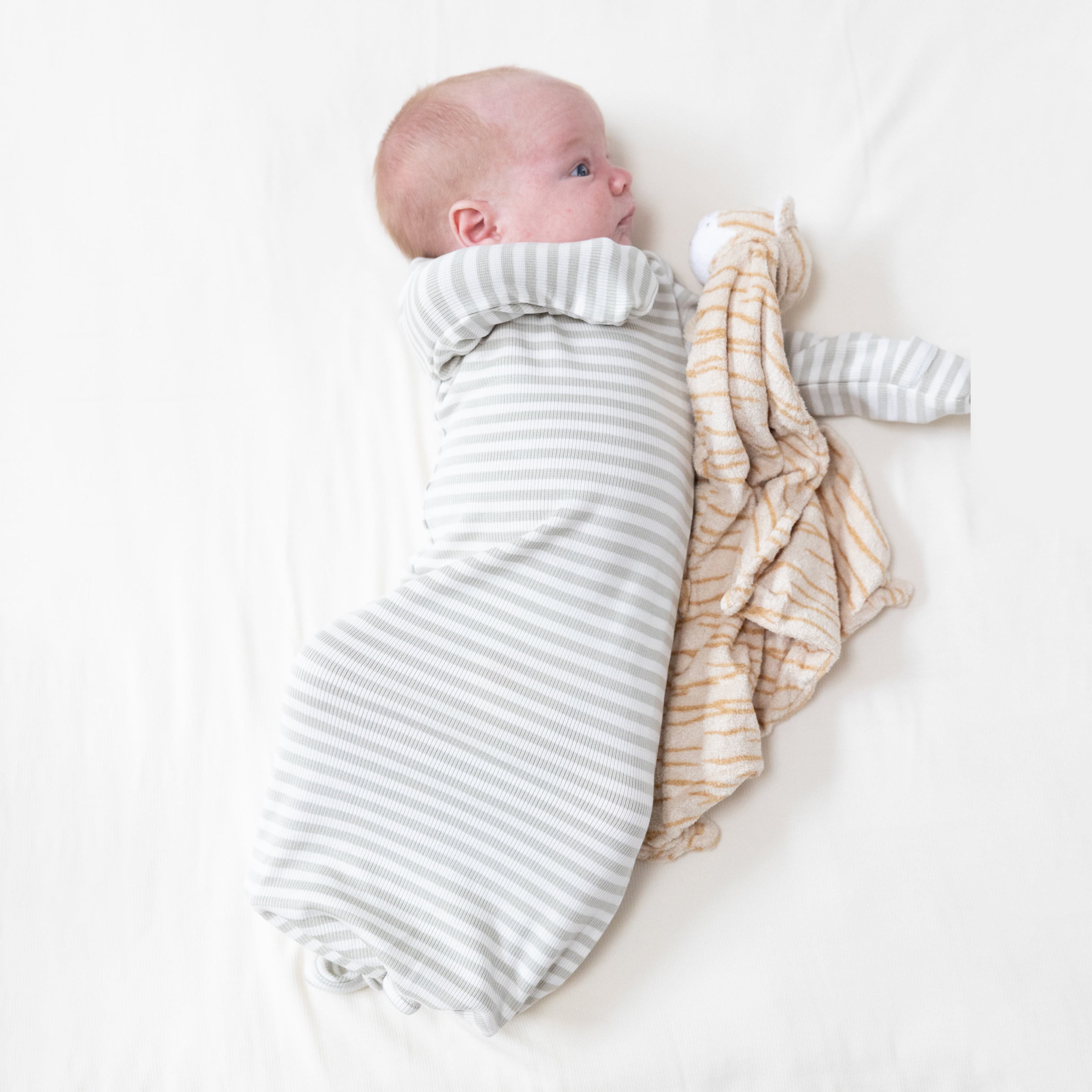 Stripe - Mineral- Grey/White - Knotted Gown
