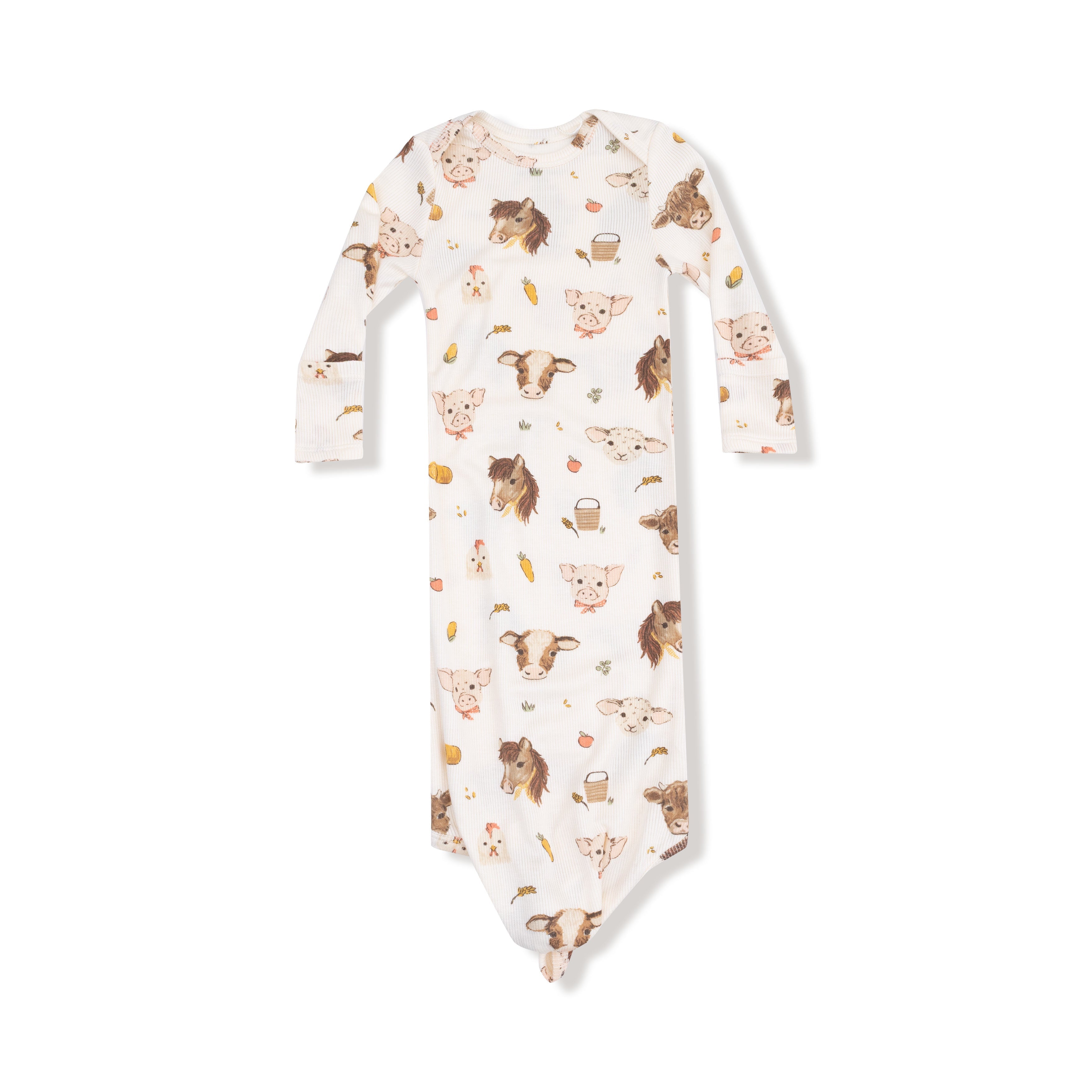 Vintage Baby Farm Animals - Knotted Gown