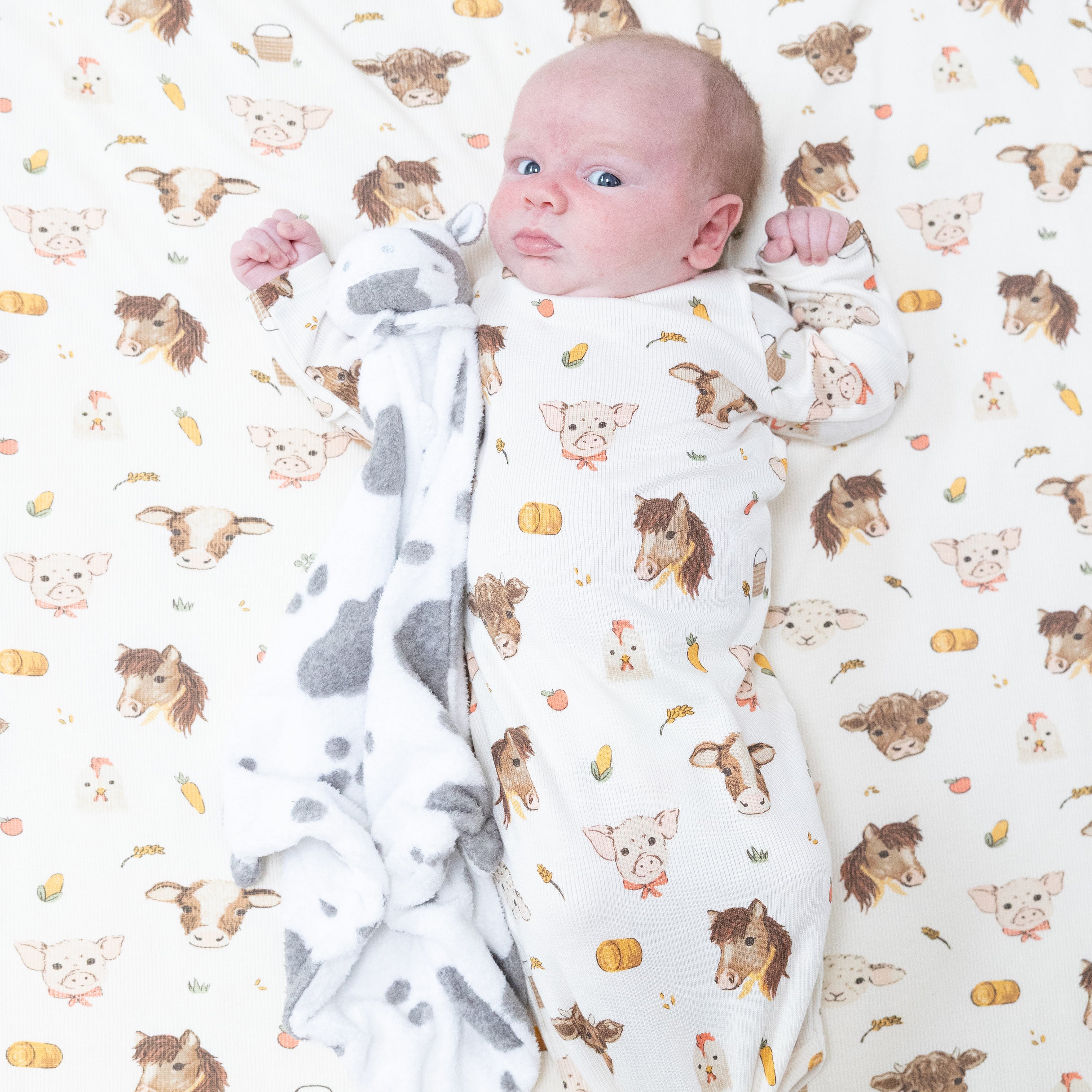 Vintage Baby Farm Animals - Knotted Gown