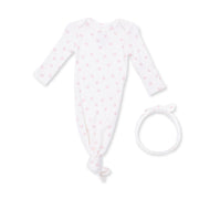 Little Horseshoes Pink - Knotted Gown and Knot Headband