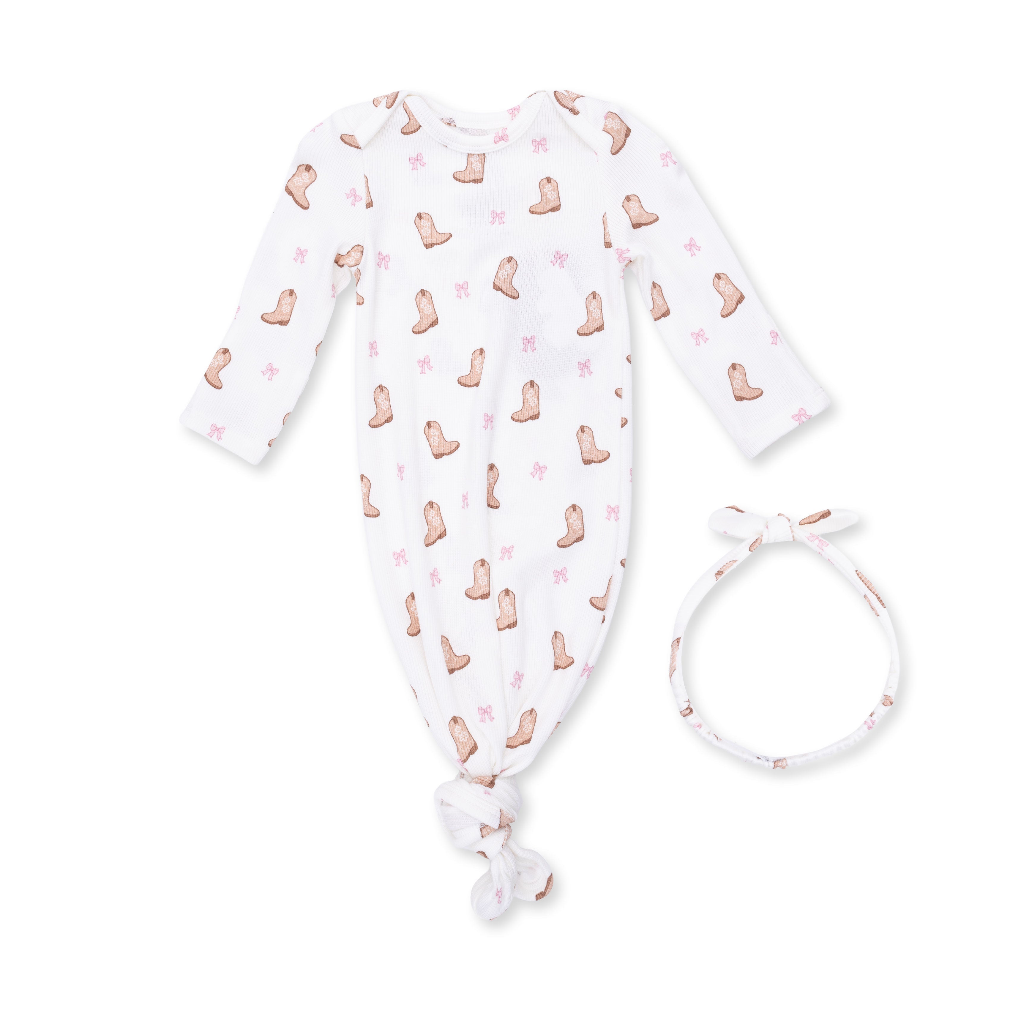 Mini Cowgirl Boots - Knotted Gown and Knot Headband