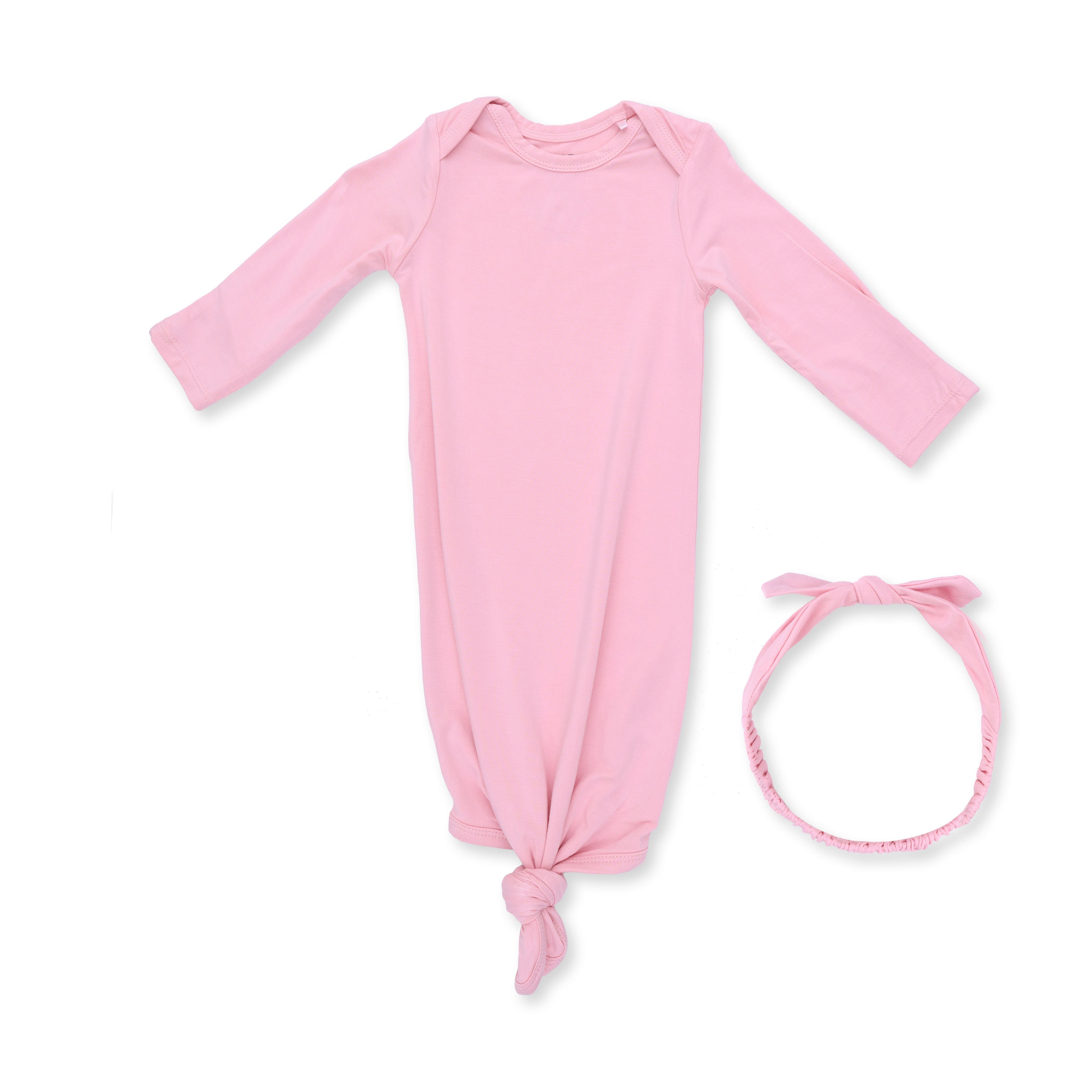 Solid Candy Pink - Knotted Gown and Headband