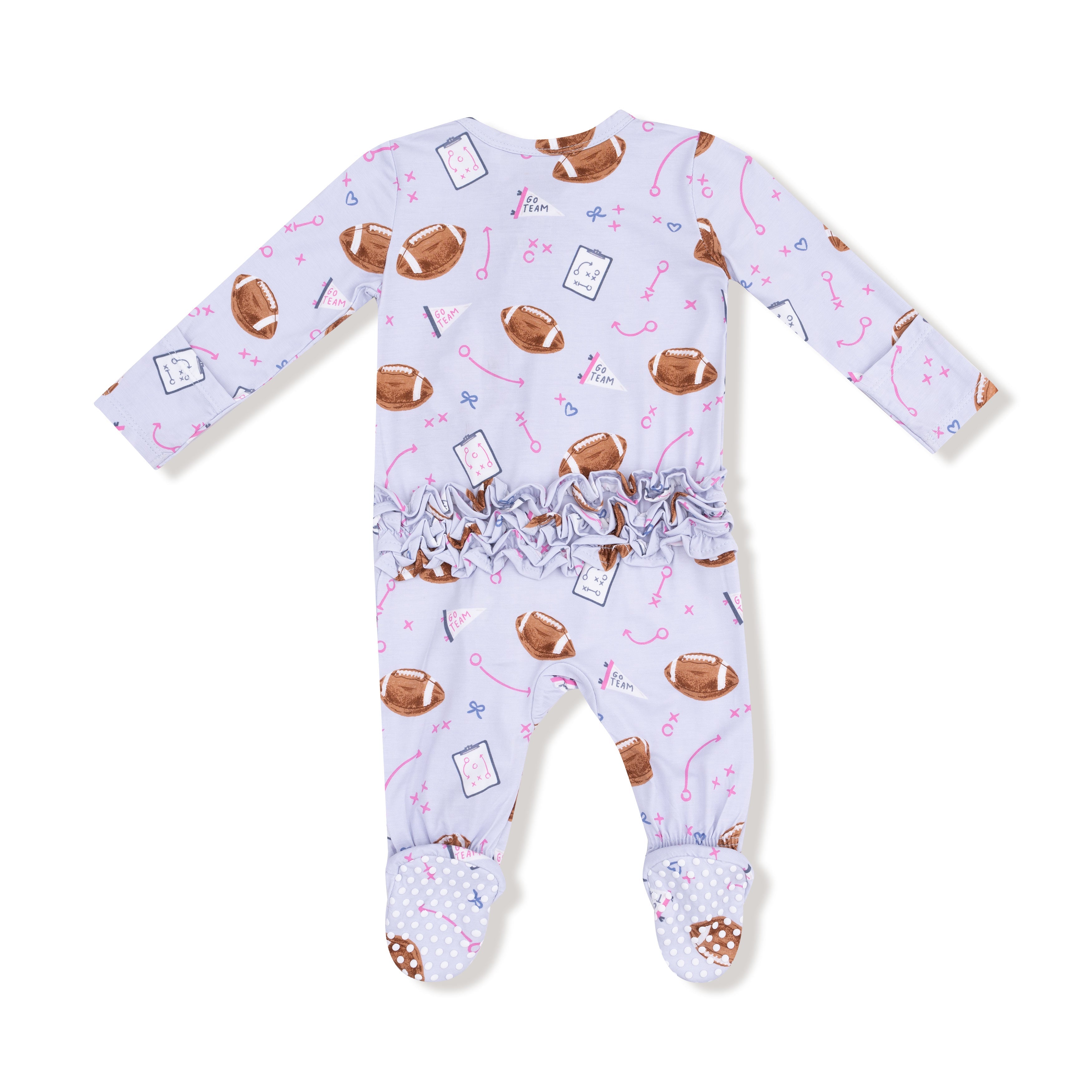 Touchdown Time - Lavender - 2 Way Ruffle Zipper Footie