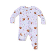 Touchdown Time - Lavender - 2 Way Ruffle Zipper Footie