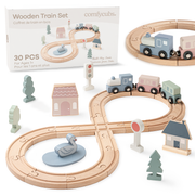 30-Piece Wooden Train Set for Toddlers Ages 1+