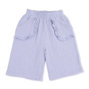 Western Plaid - Solid Muslin Zen Blue - Wide Leg Pant with Ruffle Pocket