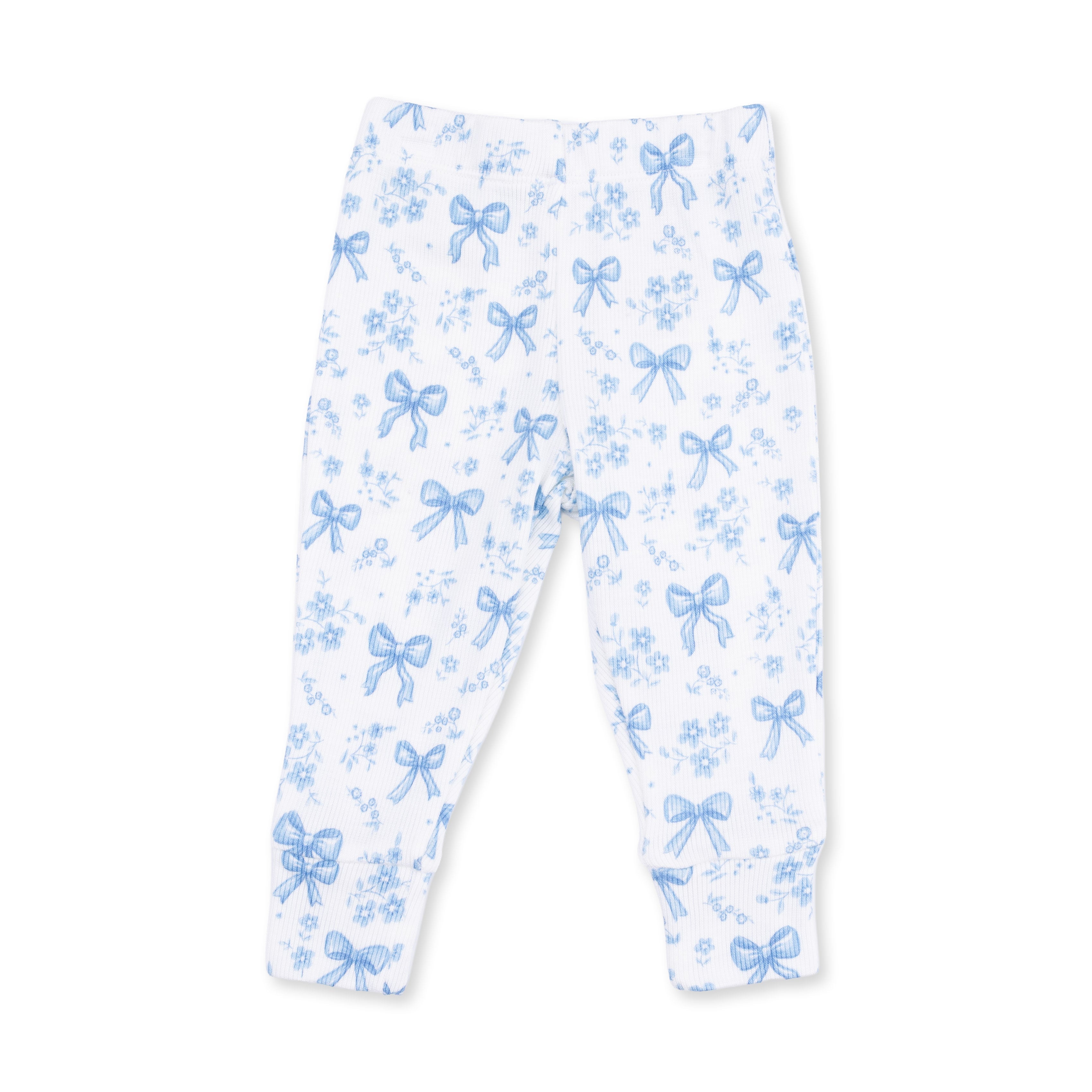 Blue Bows and Flowers - Long Sleeve Ruffle Top and Pant