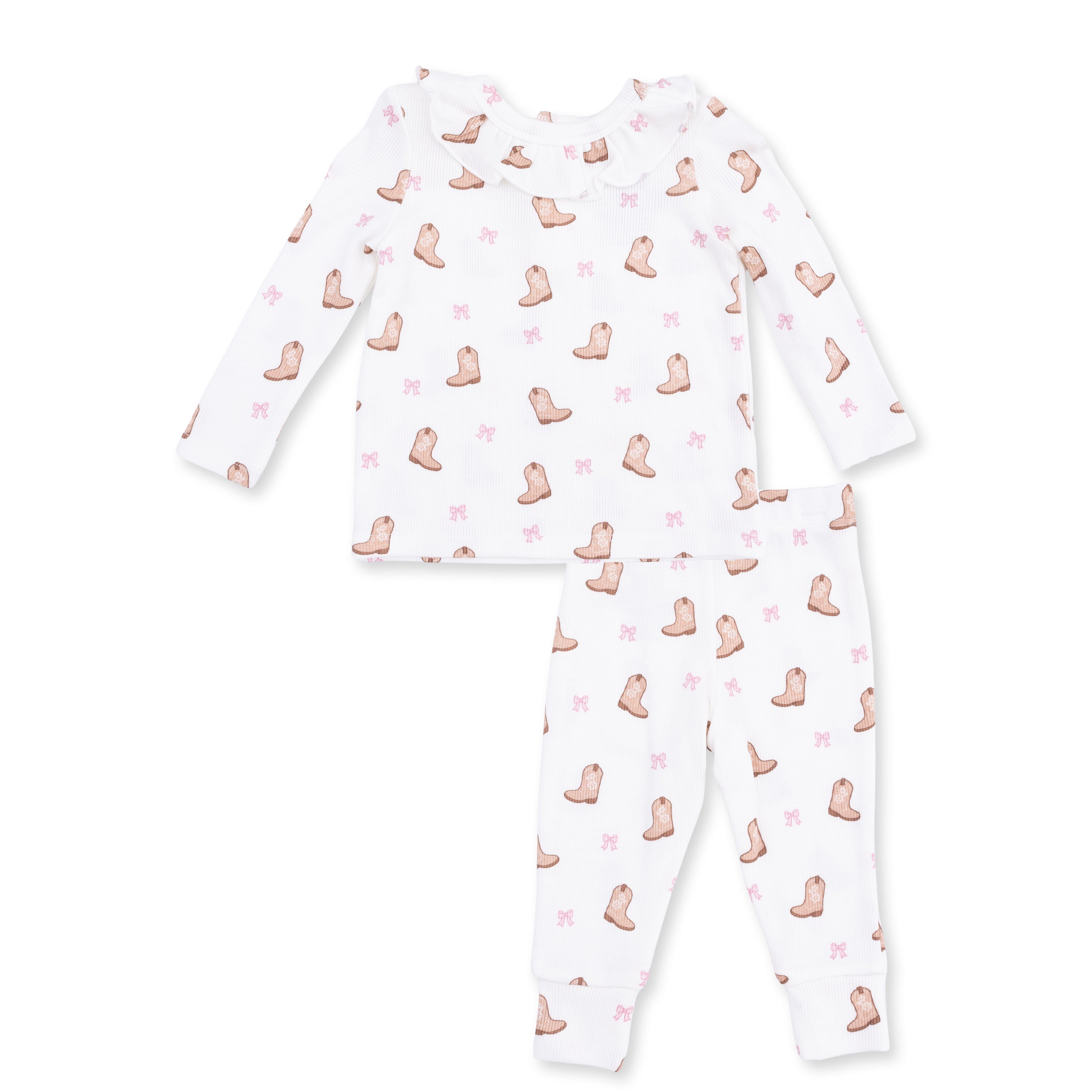 Mini Cowgirl Boots - Long Sleeve Ruffle Top and Pant