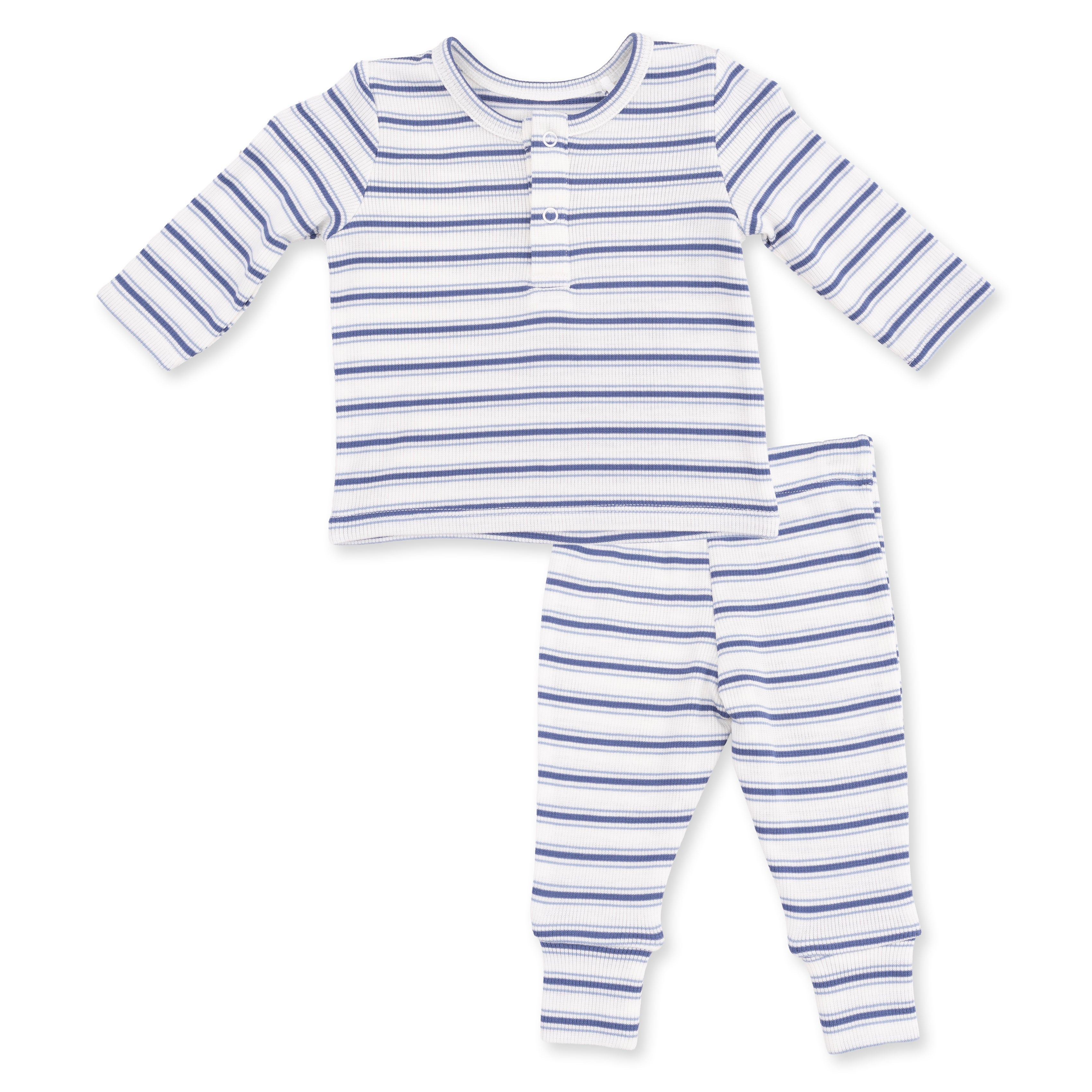 Vintage Stripe Blue - Long Sleeve Henley Play Set