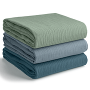 Muslin Swaddle Blankets, 42” x 42” (Neptune, Pacific Blue, Fern, Pack of 3)