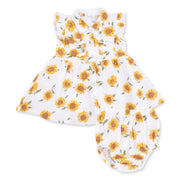 Baby Sunflower - Western Pearl Snap Dress & Bloomer