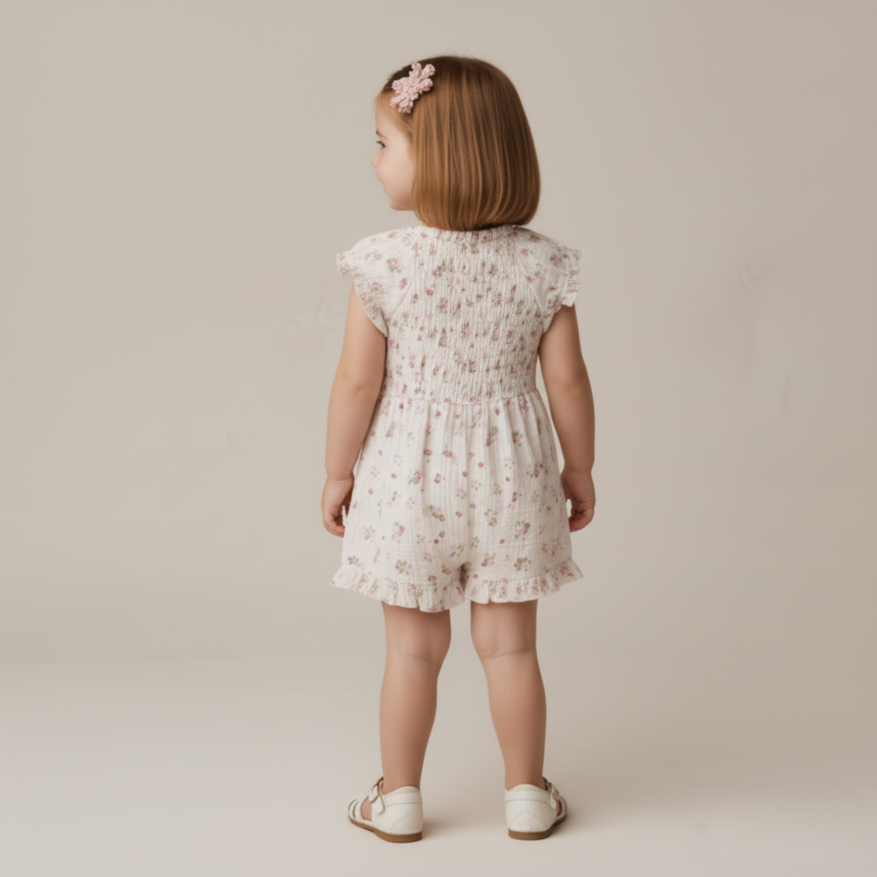 Organic Smocked Jumpsuit - Blush Floral