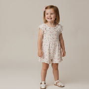 Organic Smocked Jumpsuit - Blush Floral