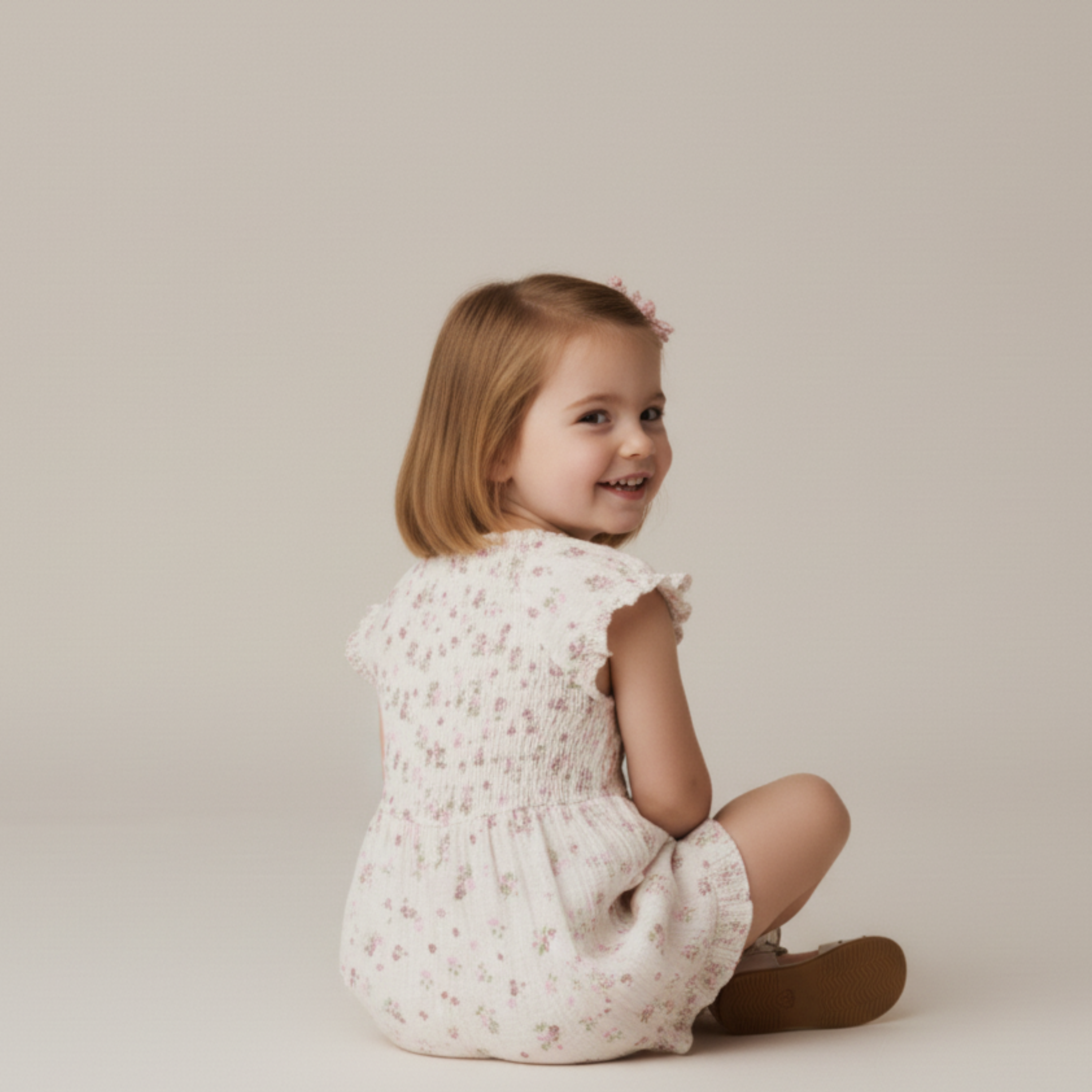 Organic Smocked Jumpsuit - Blush Floral