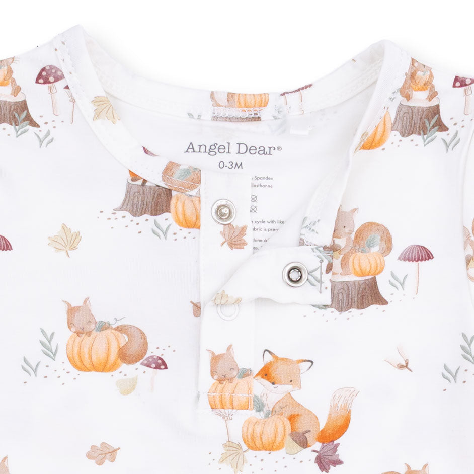Woodland Animals with Pumpkins - Henley Bodysuit