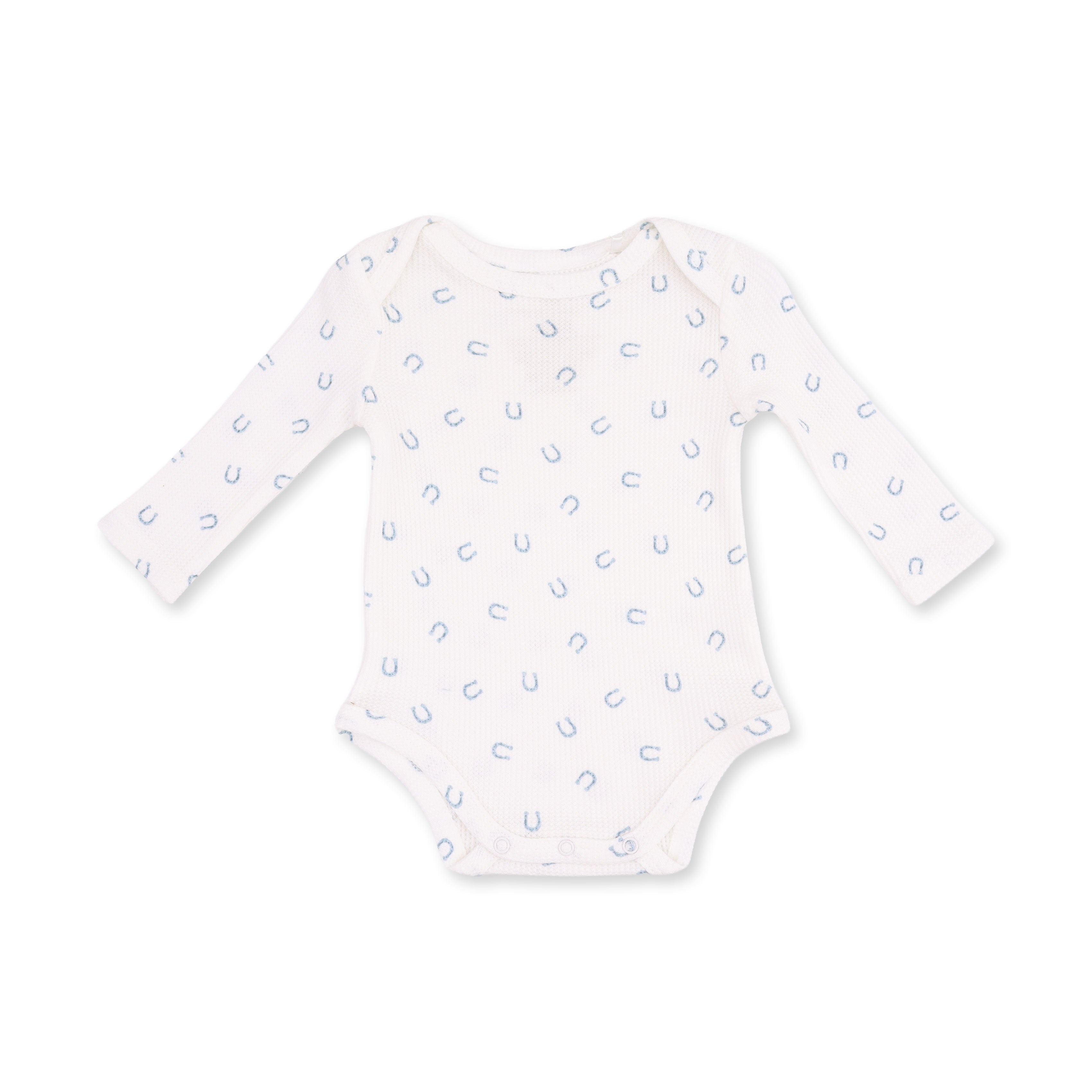 Little Horseshoes Blue - Long Sleeve Bodysuit