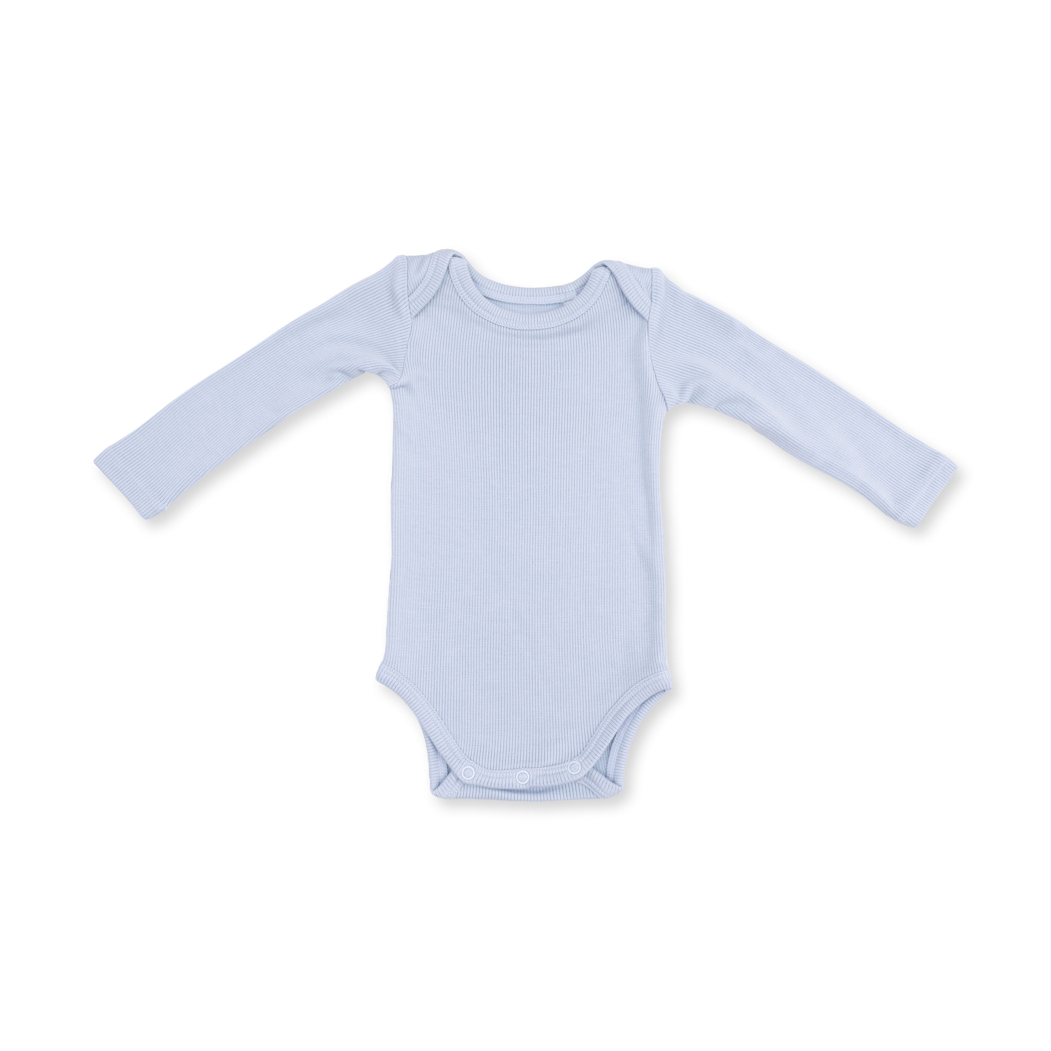 Solid Sheer Blue Rib - Long Sleeve Bodysuit