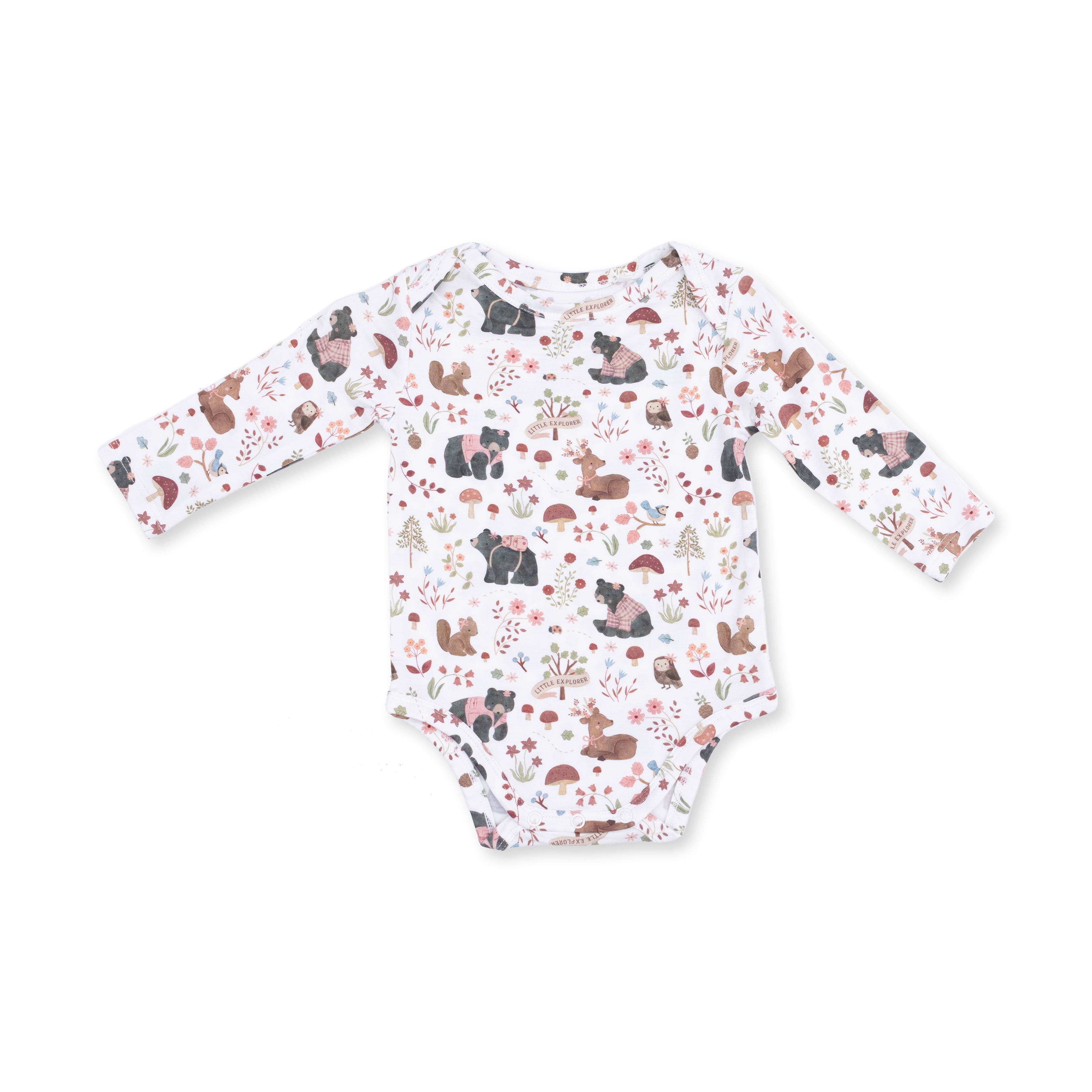 Southern Woodland Animals Pink - Long Sleeve Bodysuit